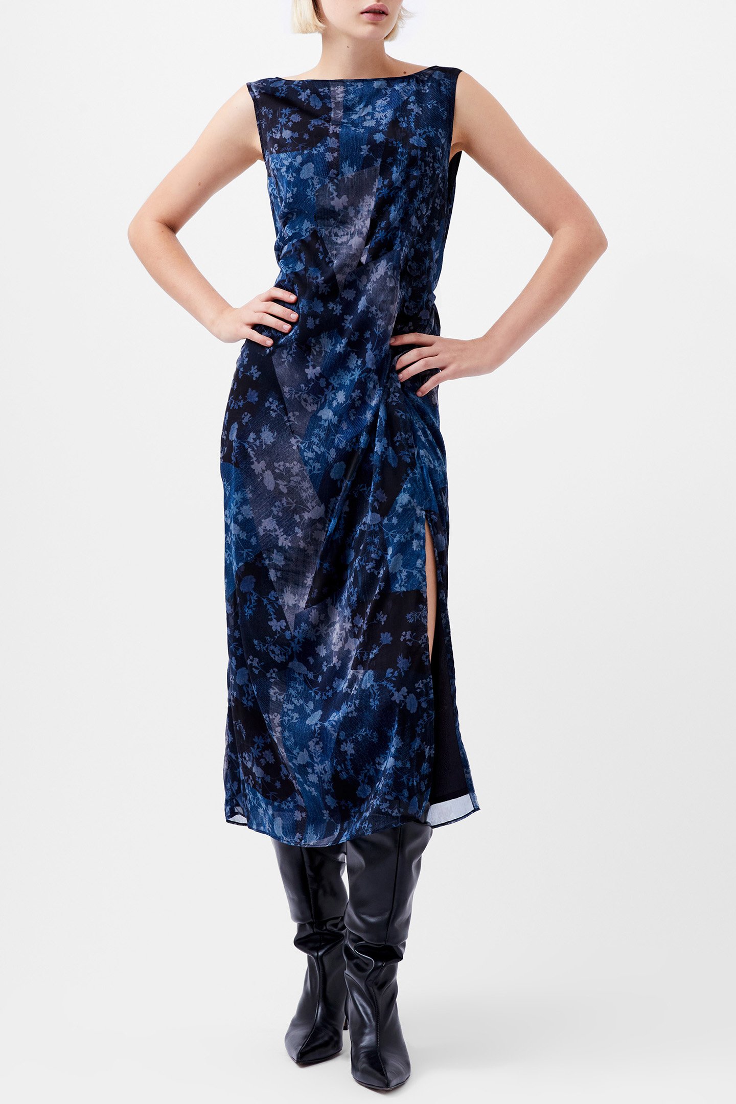 DAWN HALLIE CRINKLE DRESS INDIGO by French Connection