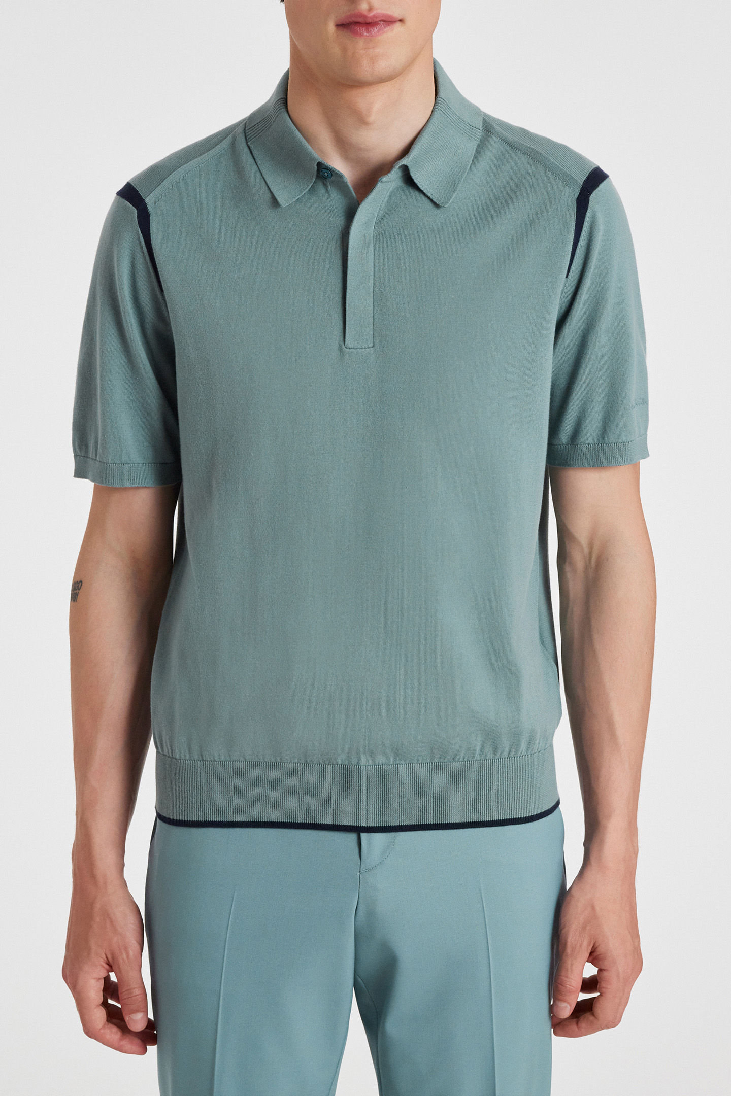 MENS SWEATER SS POLO GREYISH BLUE 1