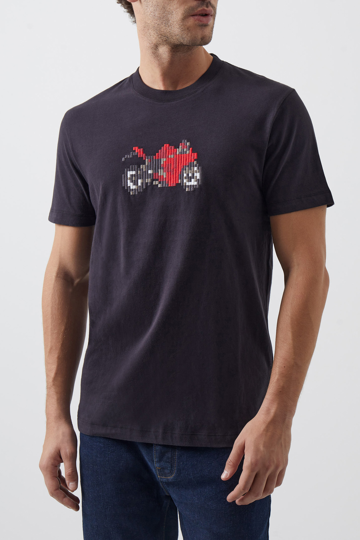 PIXEL MOTORBIKE T-SHIRT BLACK ONYX by French Connection