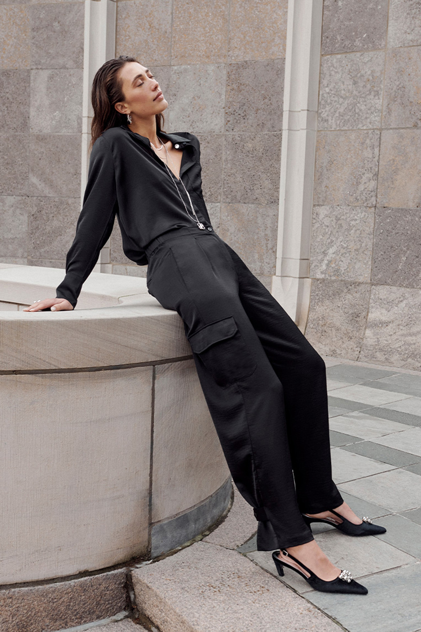 LOUDA SATIN LONG SHIRT RAVEN 9