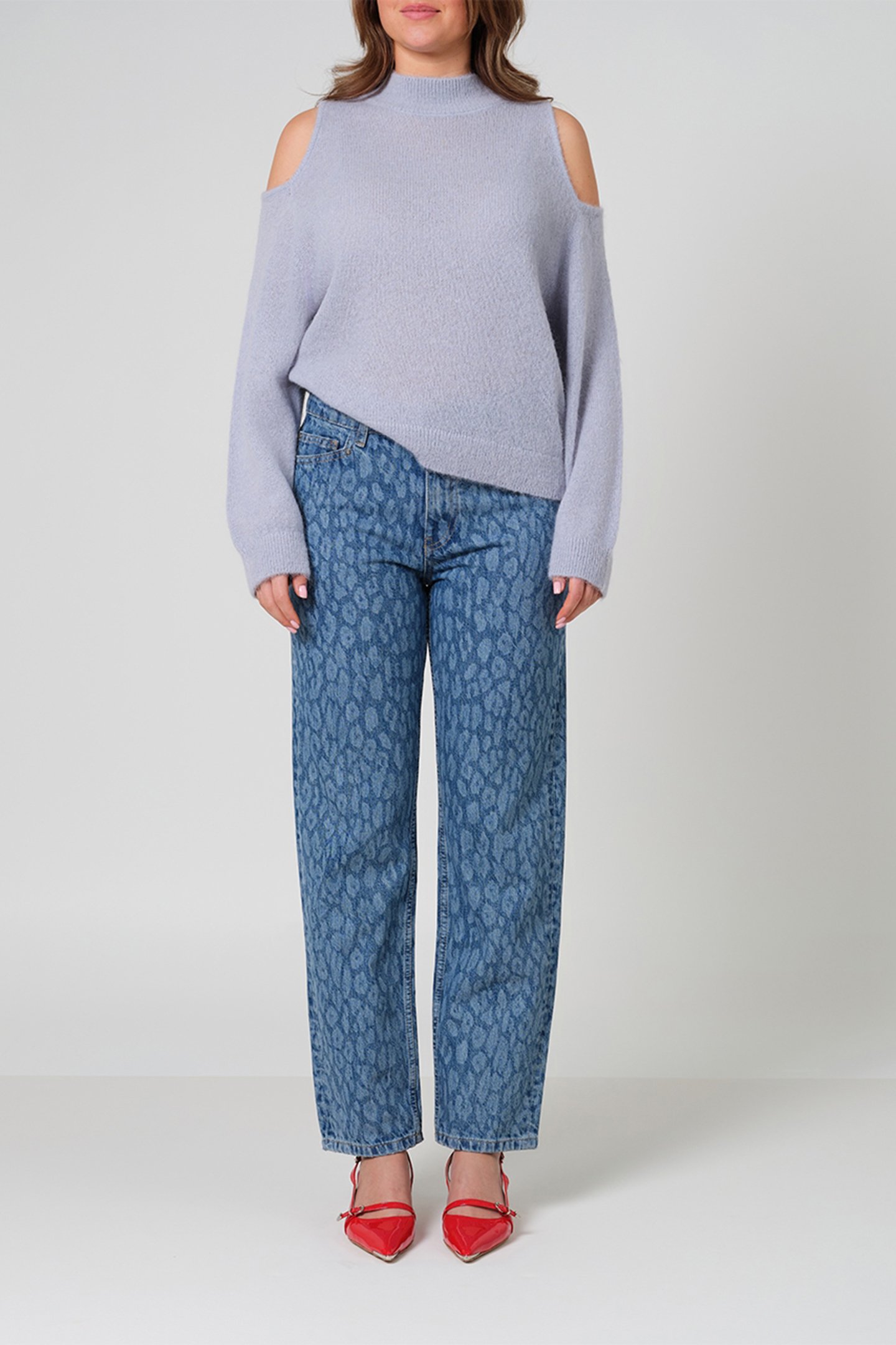 AXELLE LEOPARD STRAIGHT JEANS WASHED BLUE by Dante6