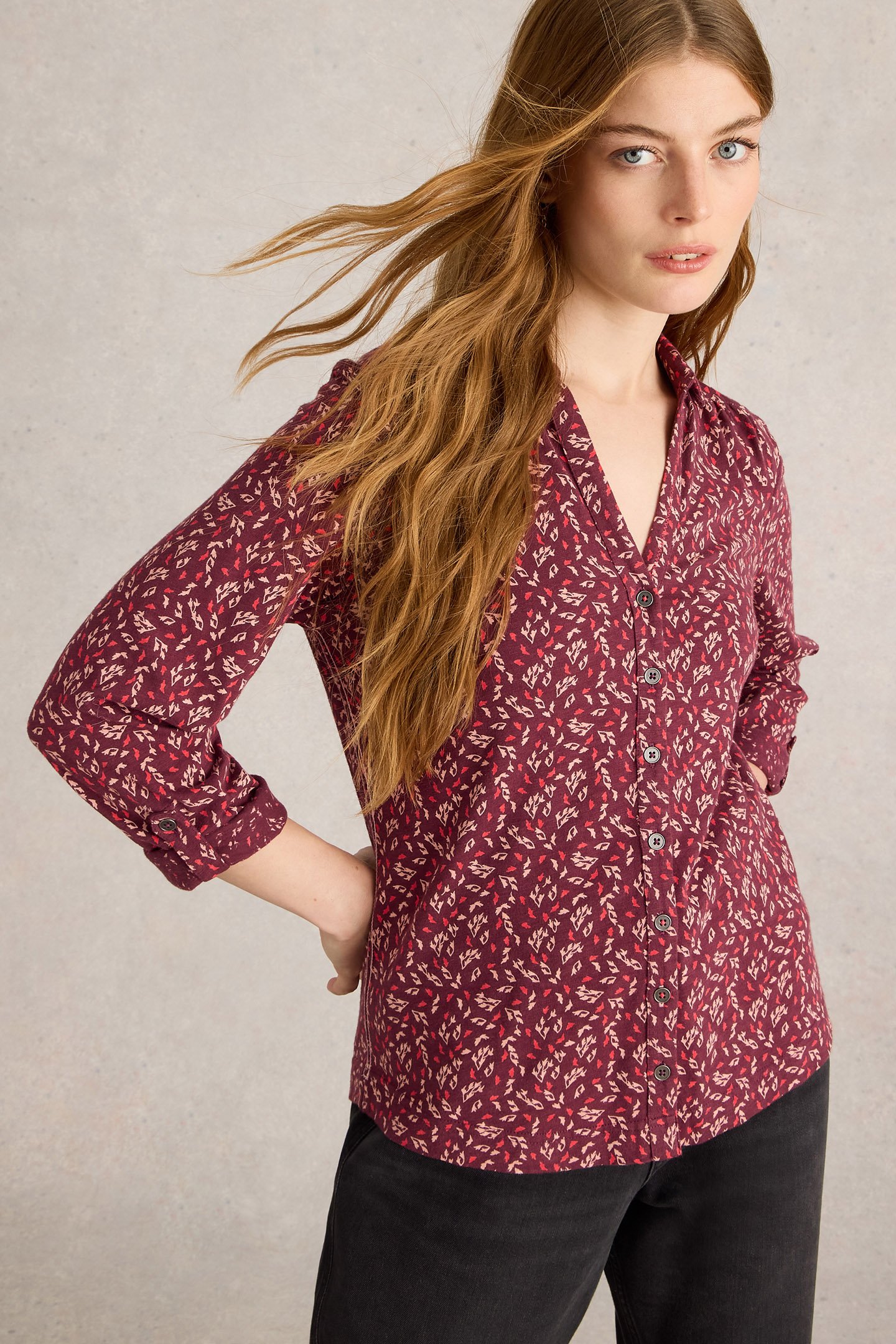ANNIE JERSEY SHIRT PLUM MULTI by White Stuff