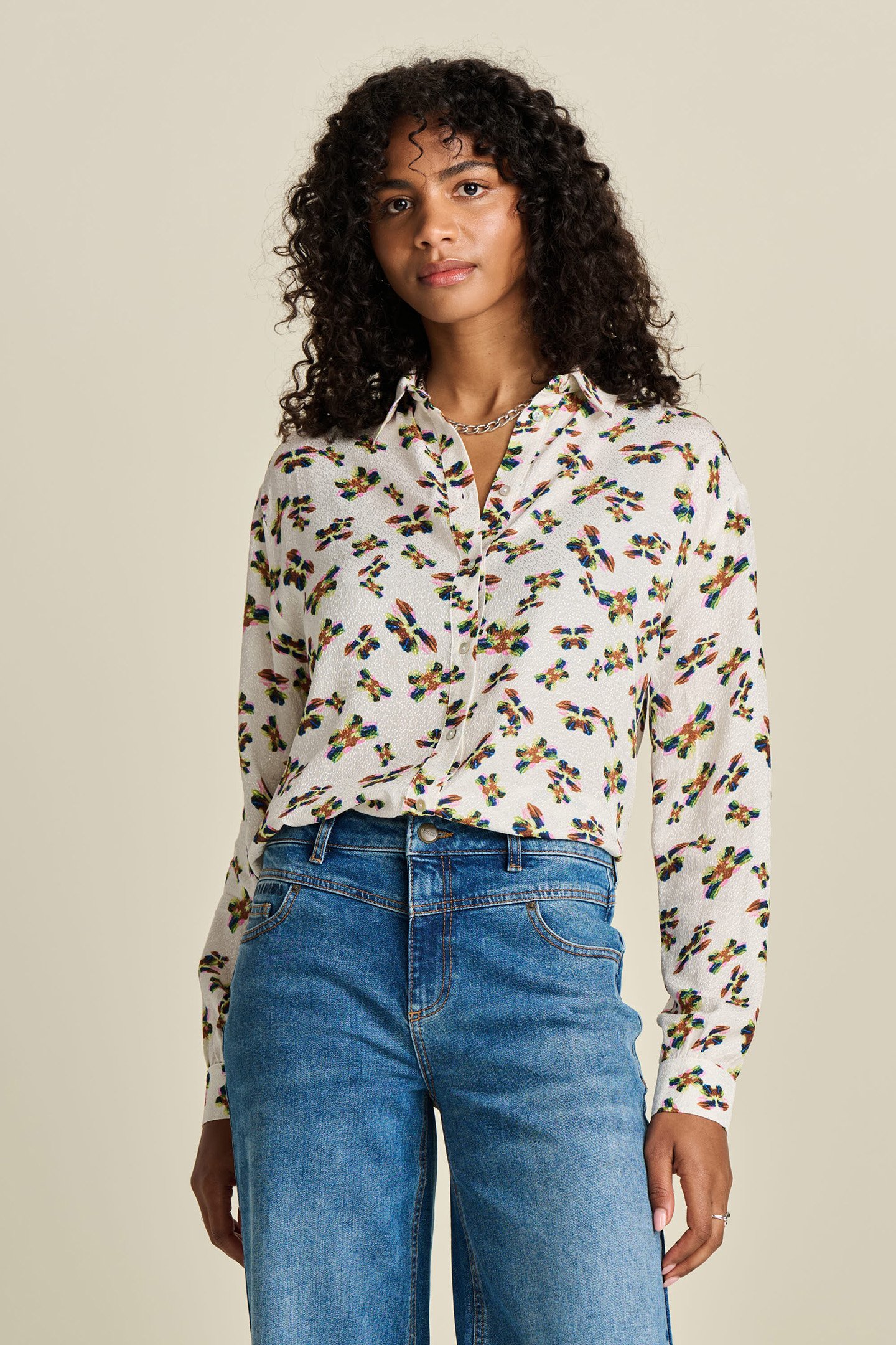 BLOUSE - MILLY BUTTERFLY ECRU by POM Amsterdam