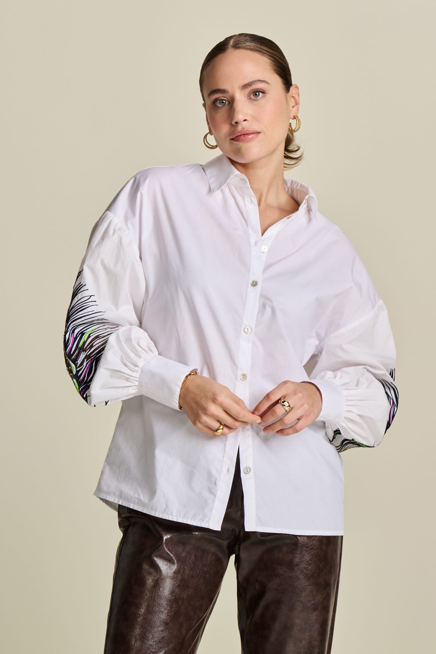 BLOUSE - MAXIME FEATHER WHITE by POM Amsterdam