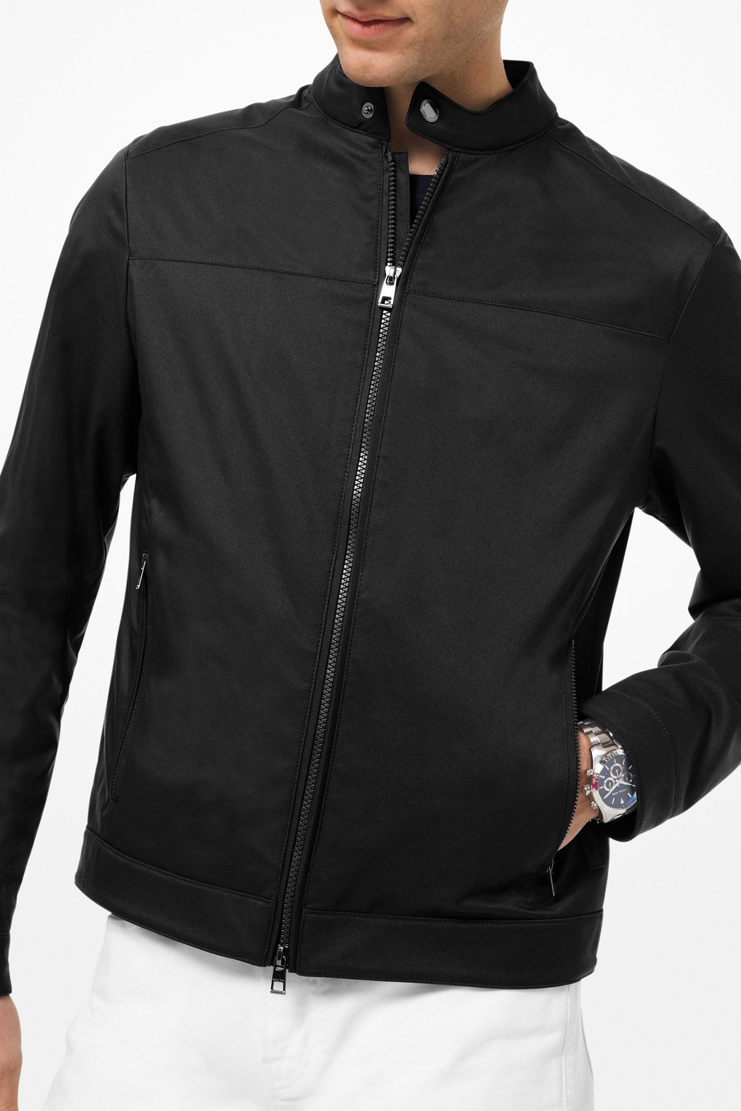 NYLON RACER JACKET IN BLACK by Michael Kors