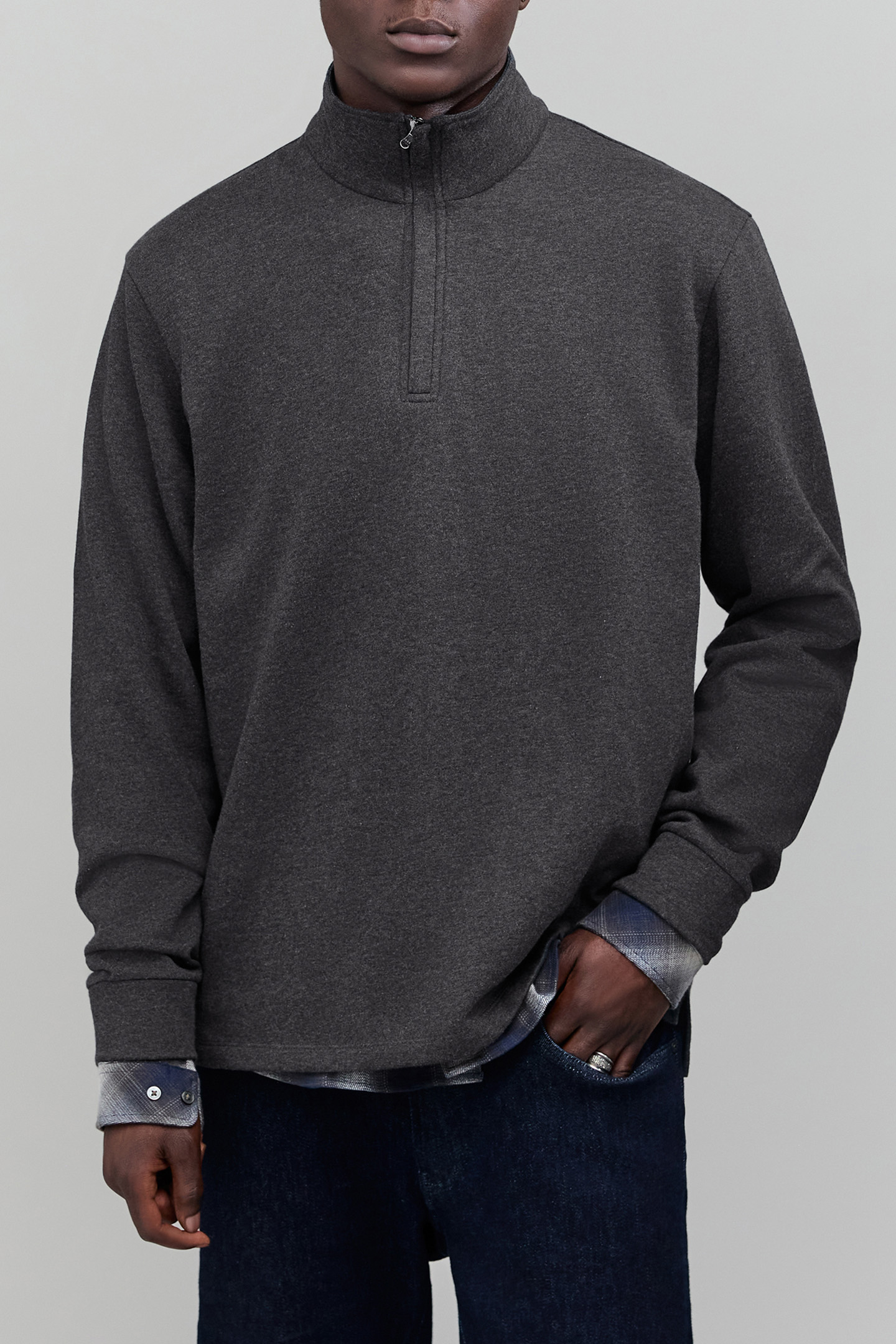 GRAPHITE TRUCKER-NECK SWEATSHIRT 1