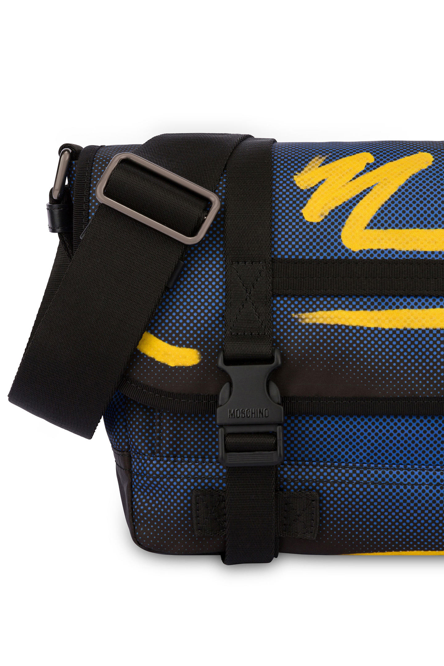 SHADOWS & SQUIGGLES NYLON MESSENGER BAG BLUE 4