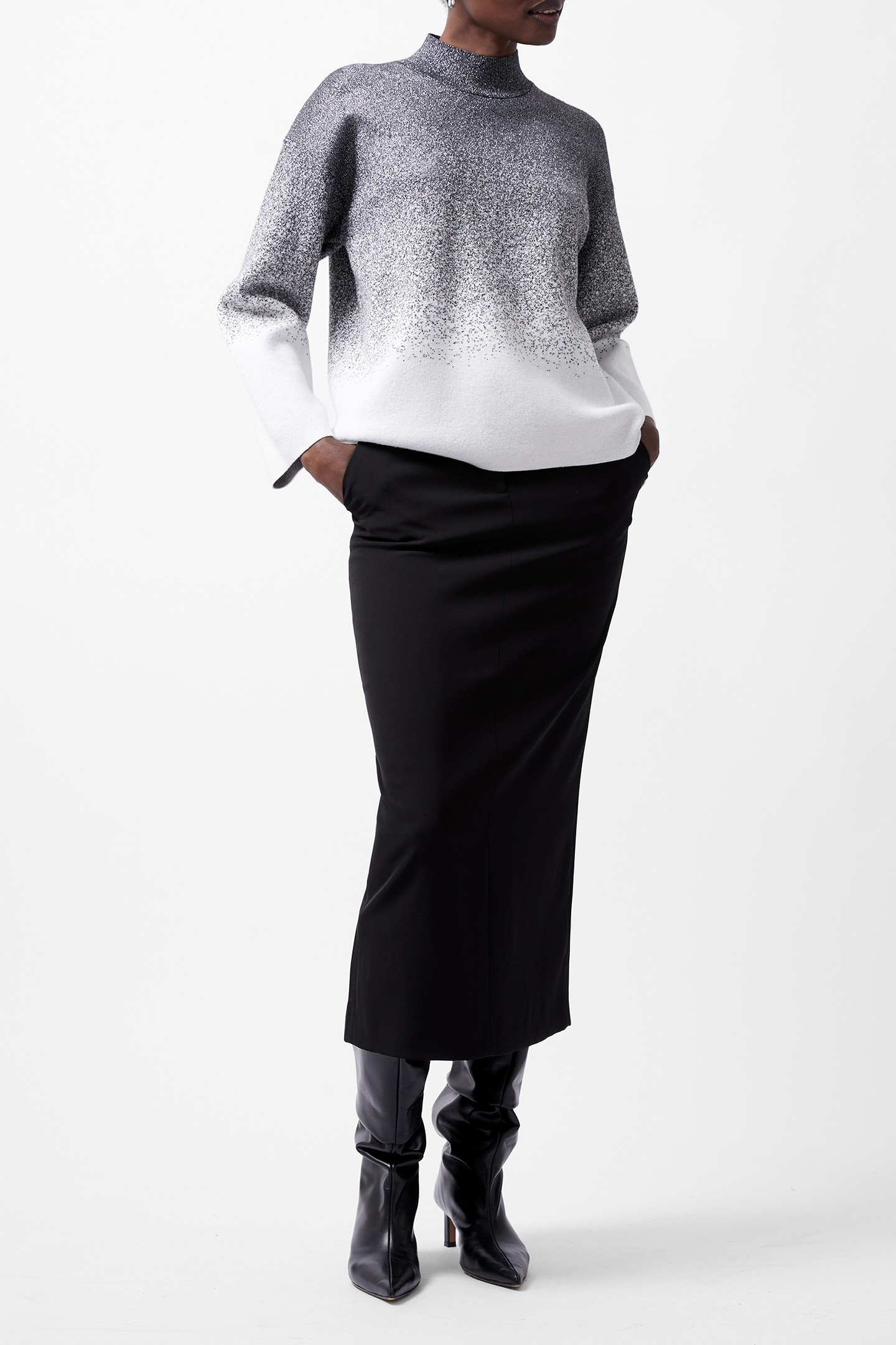 KDAY GRADIENT LS JUMPER BLACKOUT/LINEN WHITE 2