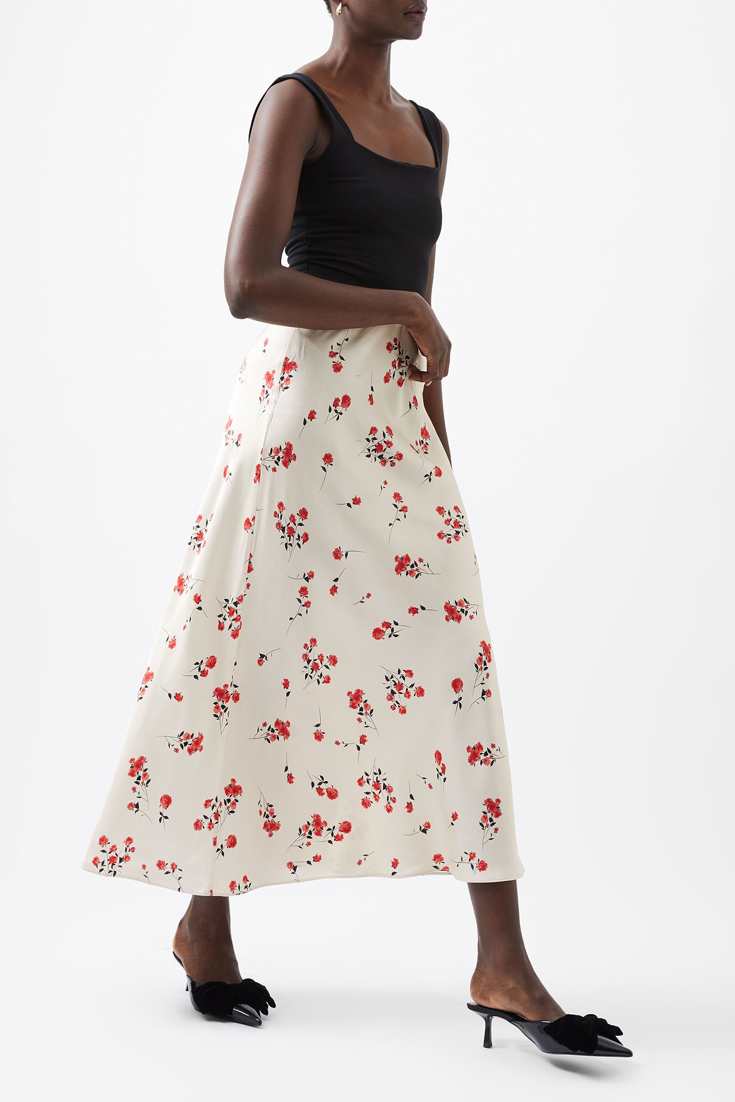 FLORAMOUR ENNIS SATIN LONG SKT CLASSIC CRM MUL 3