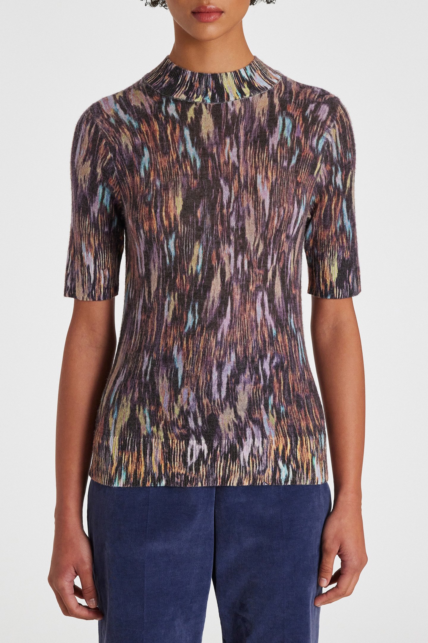 KNITTED SHORT SLEEVE TOP BLACK 1