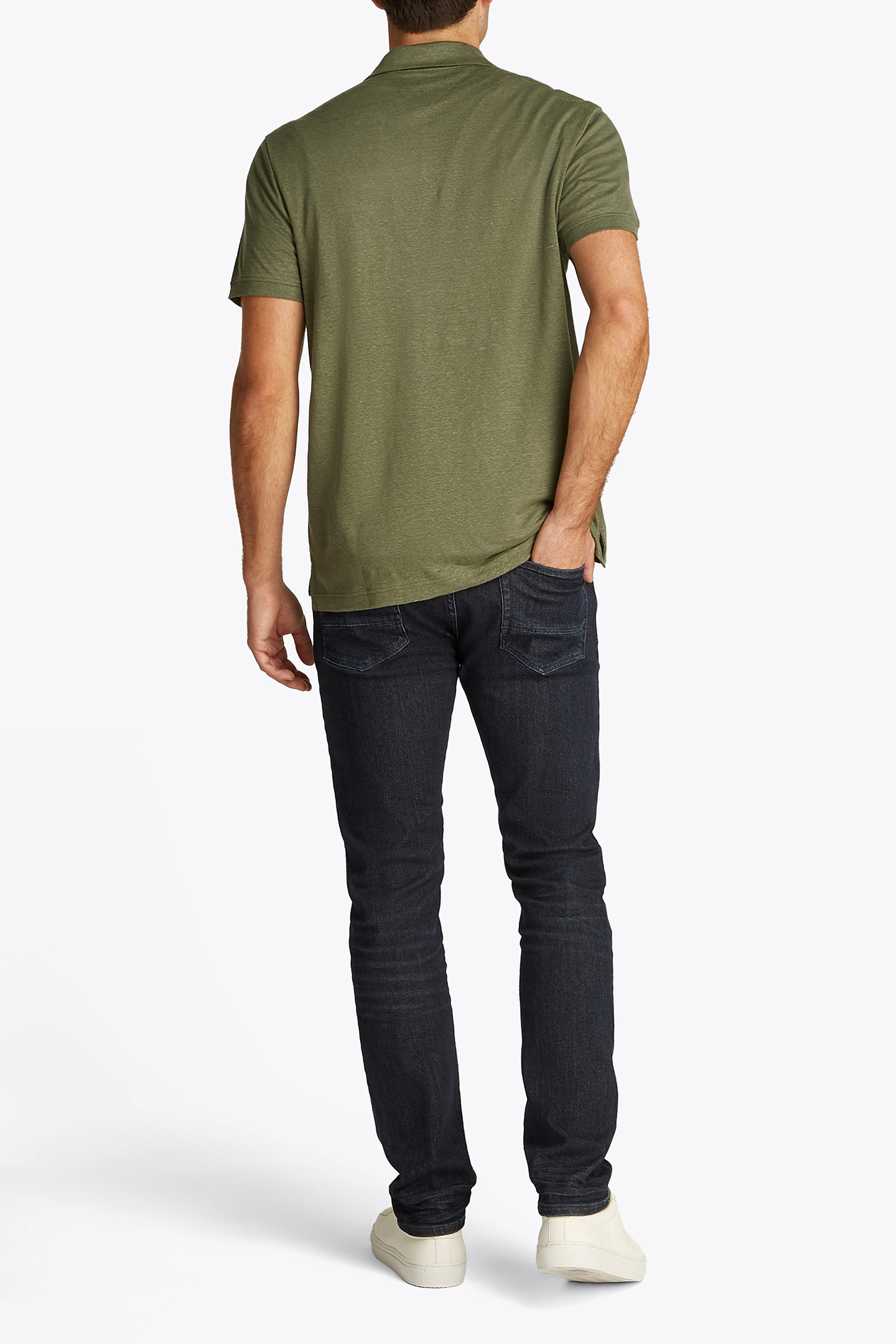 PURE LINEN SHORT SLEEVE POLO SHIRT, NORMAL FIT, BATTLE GREEN 3