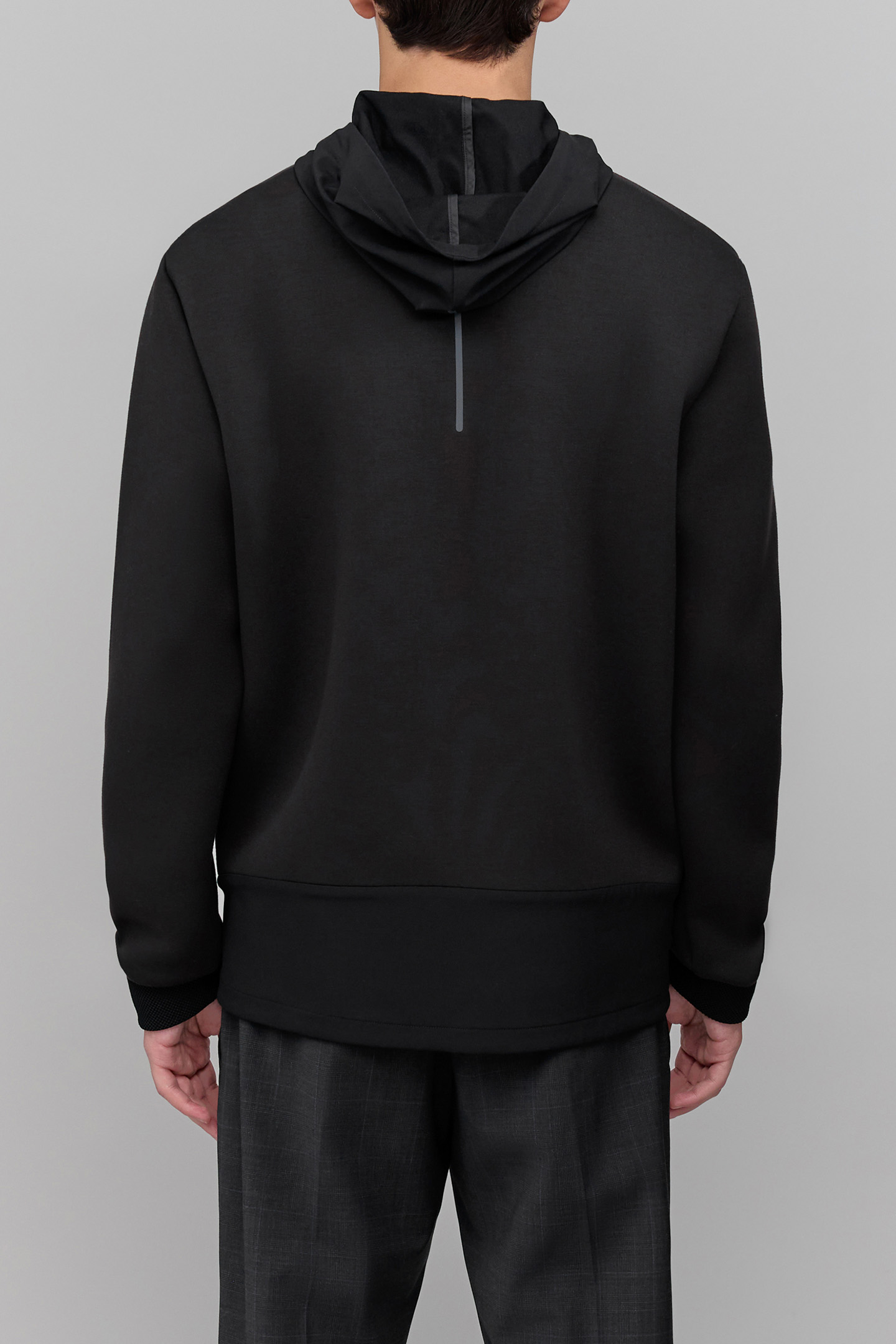 BLACK NEOPRENE HOODED SWEATSHIRT EASY CARE HOMME 2