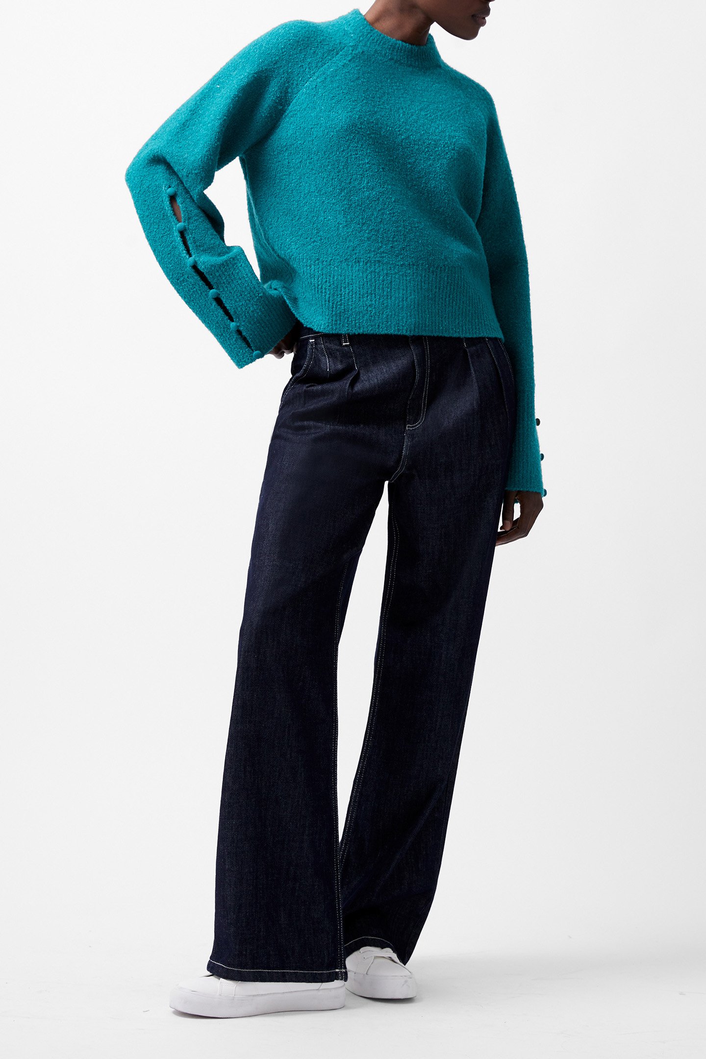 MELISSA BOUCLE LS JUMPER DARK TEAL by French Connection