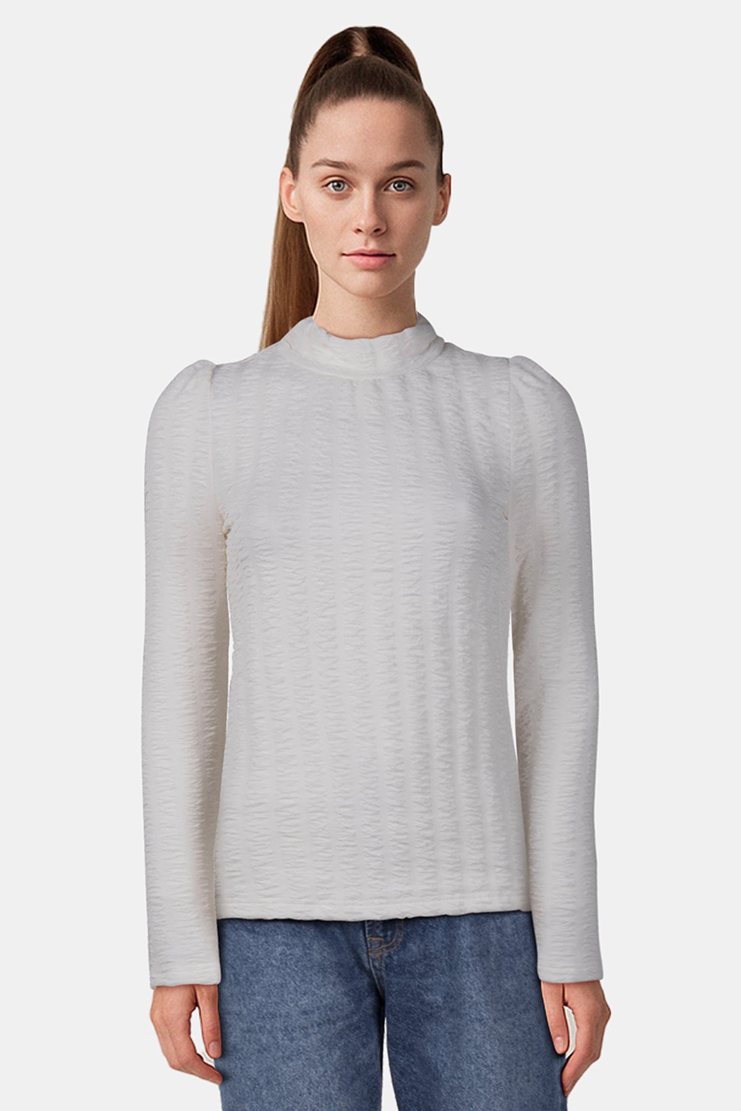 TOP STRUCTURE HIGH NECK OFF WHITE by Tramontana