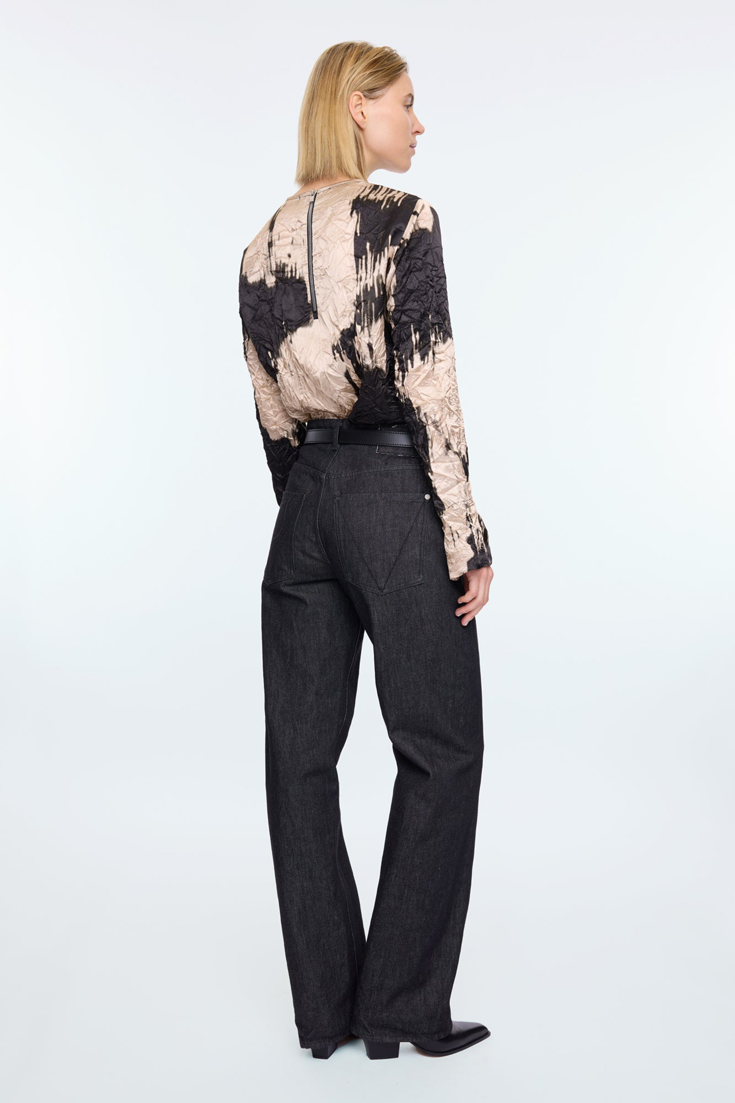 WRINKLE CHAMPAGNE TOP CHAMPAGNE/BLACK 3