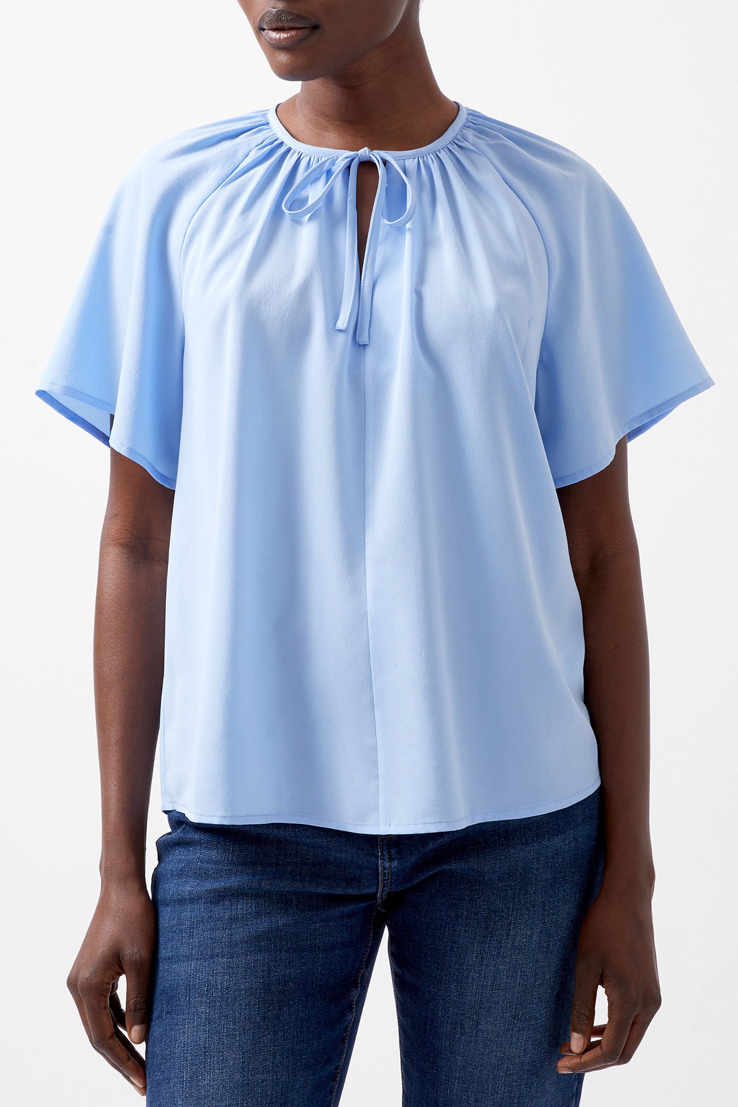 CAPRIANA CREPE LIGHT TOP DUSTED BLUE by French Connection