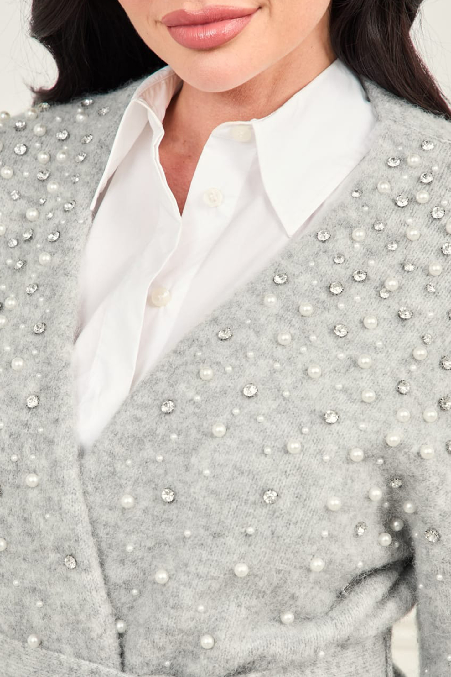 SIBILLA BELTED CARDI LIGHT STONE HEATHER 7