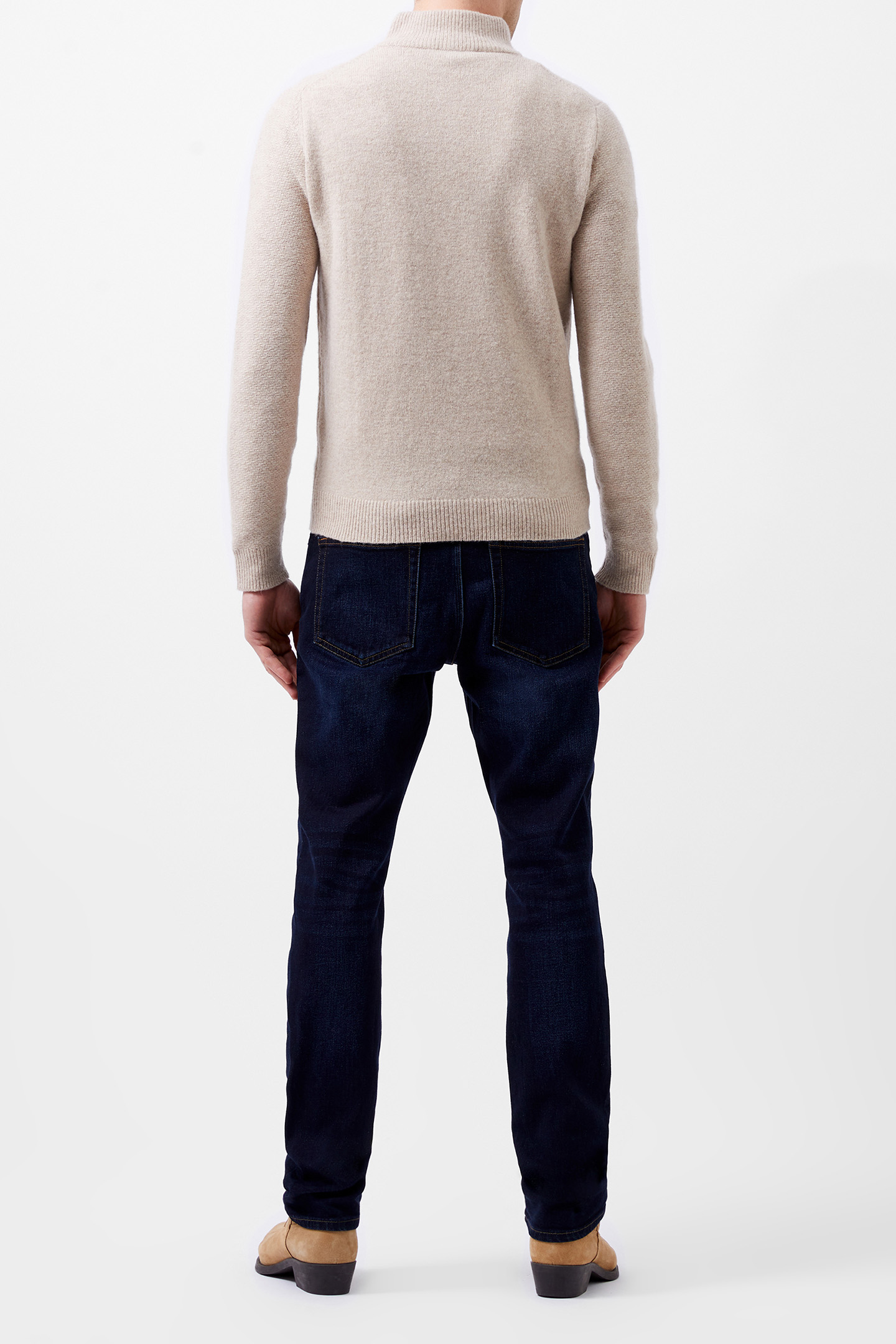 TEXTURED 1/2 ZIP JUMPER SAND 2