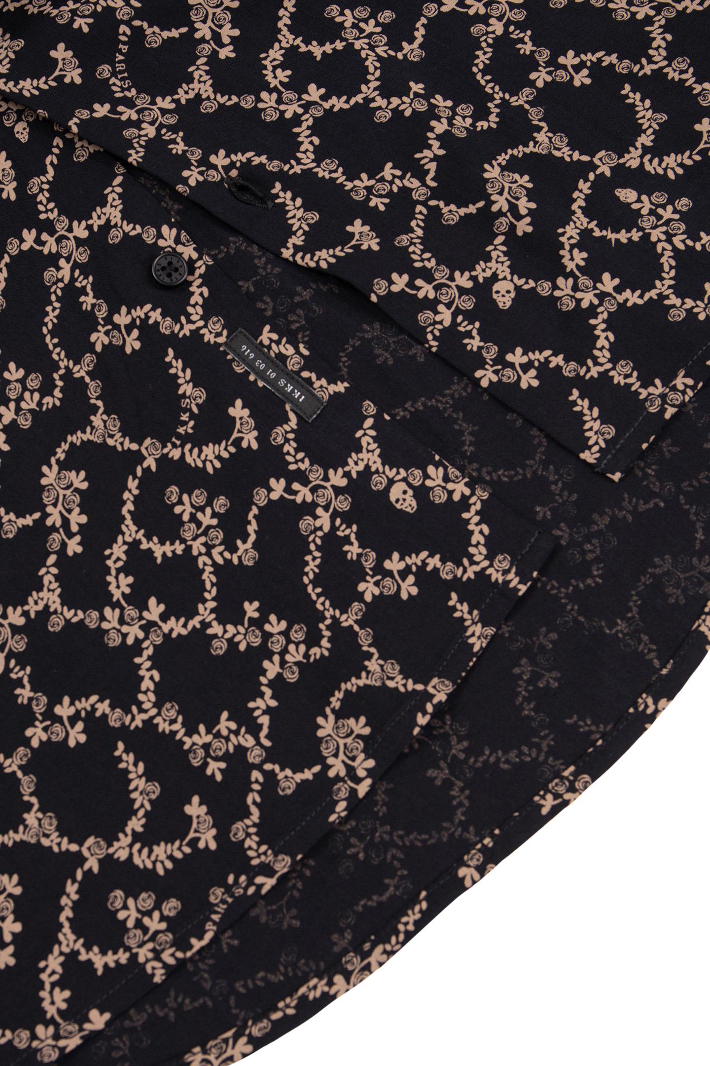 BLACK SLIM SHIRT WITH SKULL AND FLOWERS PRINT 7