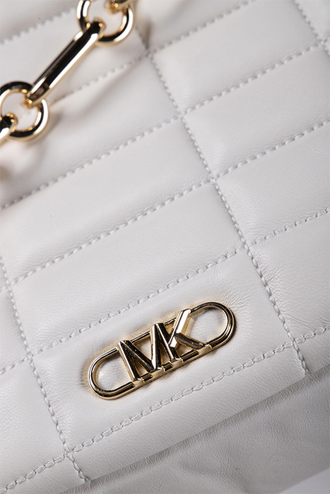 LARGE QUILTED CHAIN STRAP MESSENGER BAG IN WHITE 5