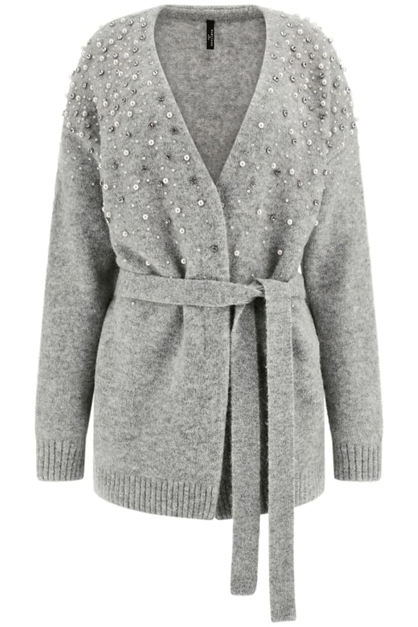 SIBILLA BELTED CARDI LIGHT STONE HEATHER 4
