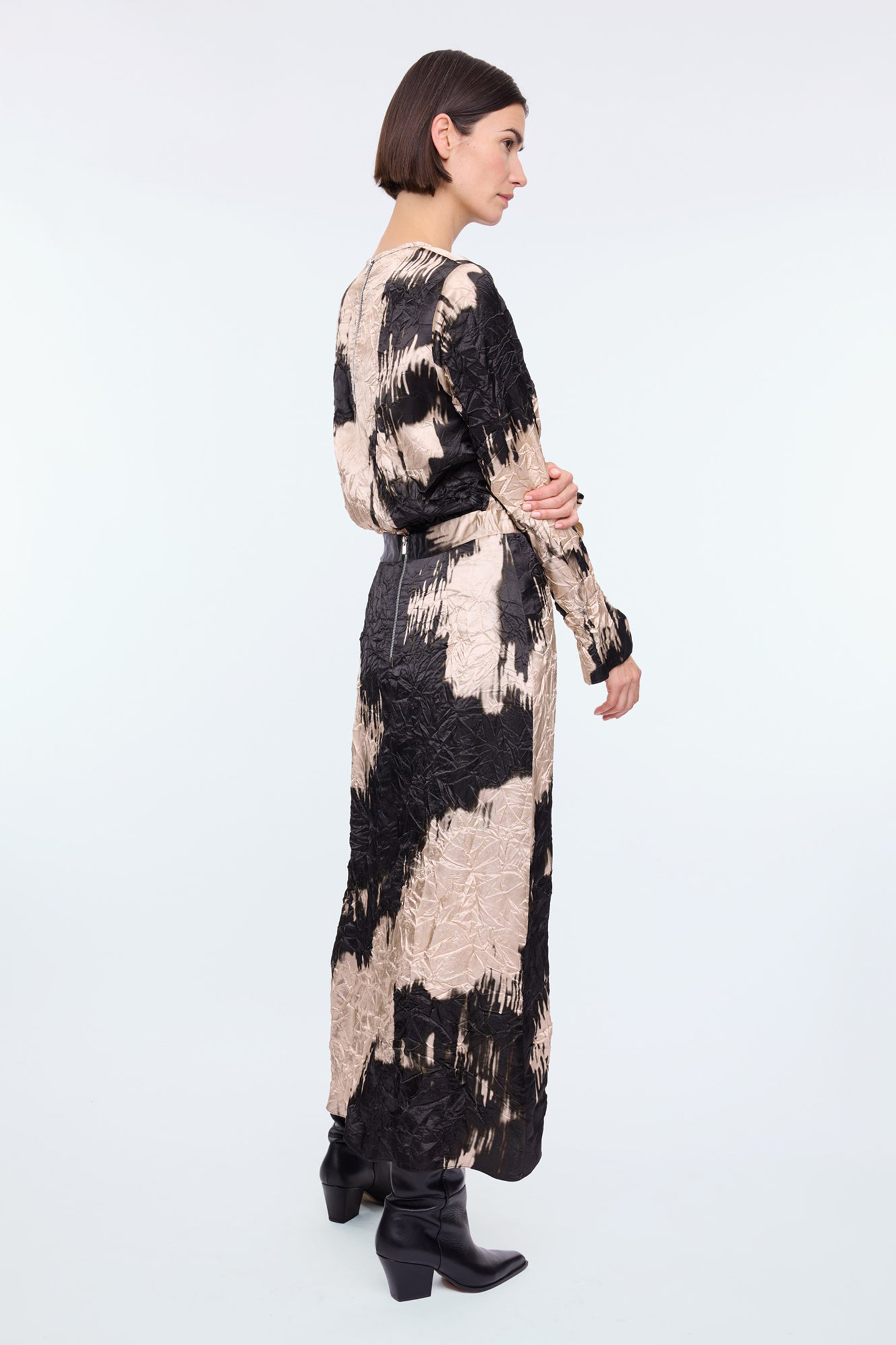 WRINKLE CHAMPAGNE SKIRT CHAMPAGNE/BLACK 3