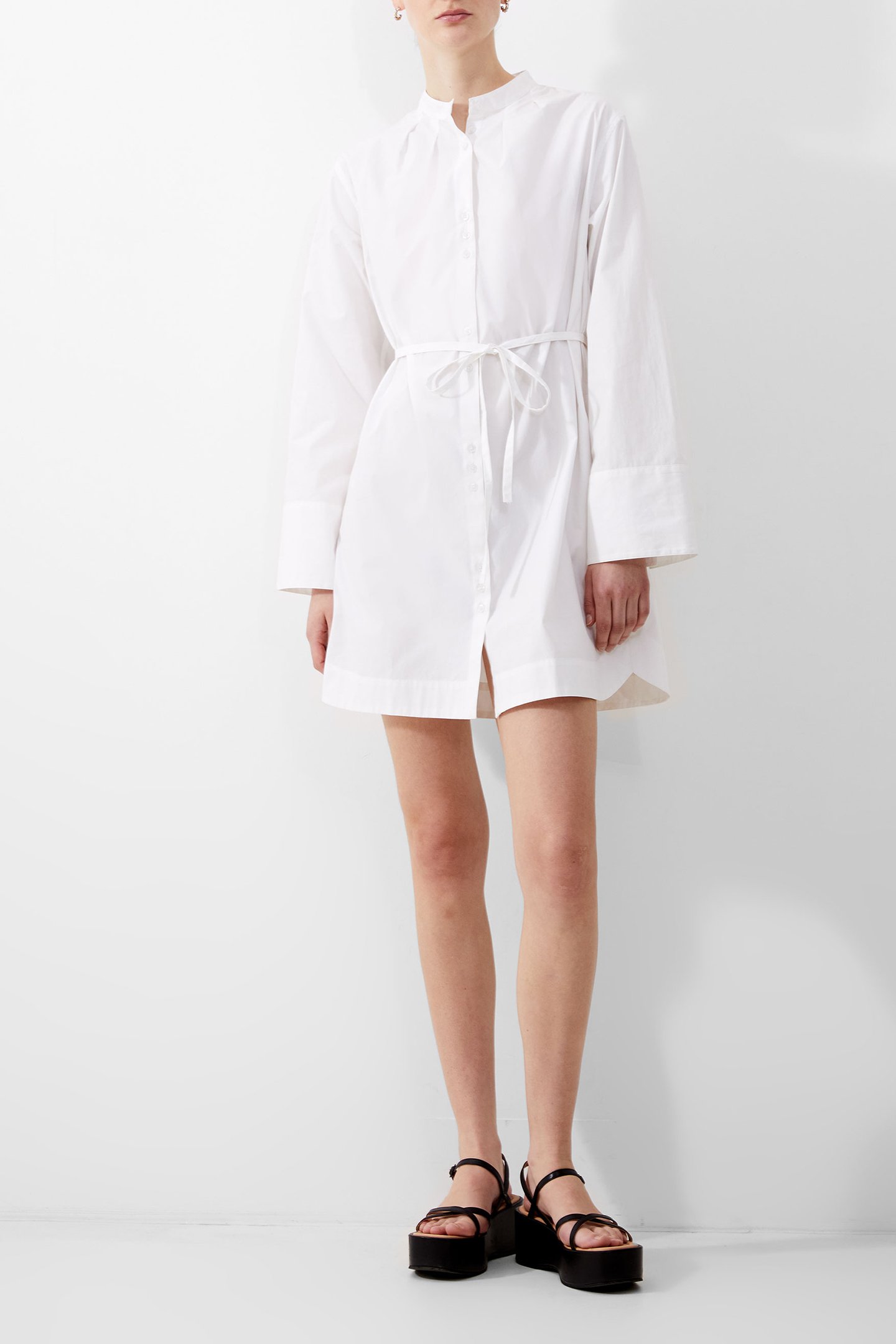 ALISSA COT WIDE SLV SHIRT DRES LINEN WHITE by French Connection