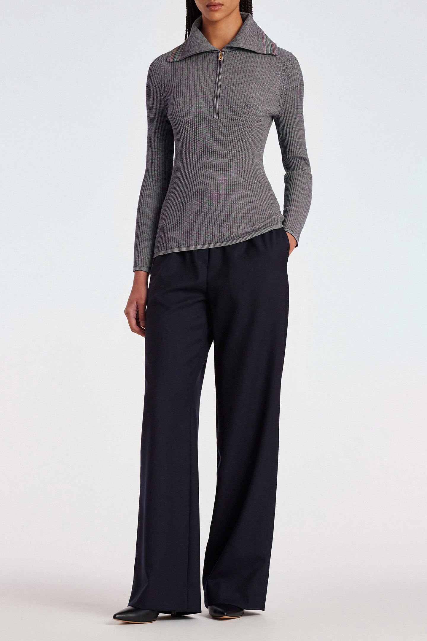 KNITTED SWEATER ZIP NECK BLACK 3