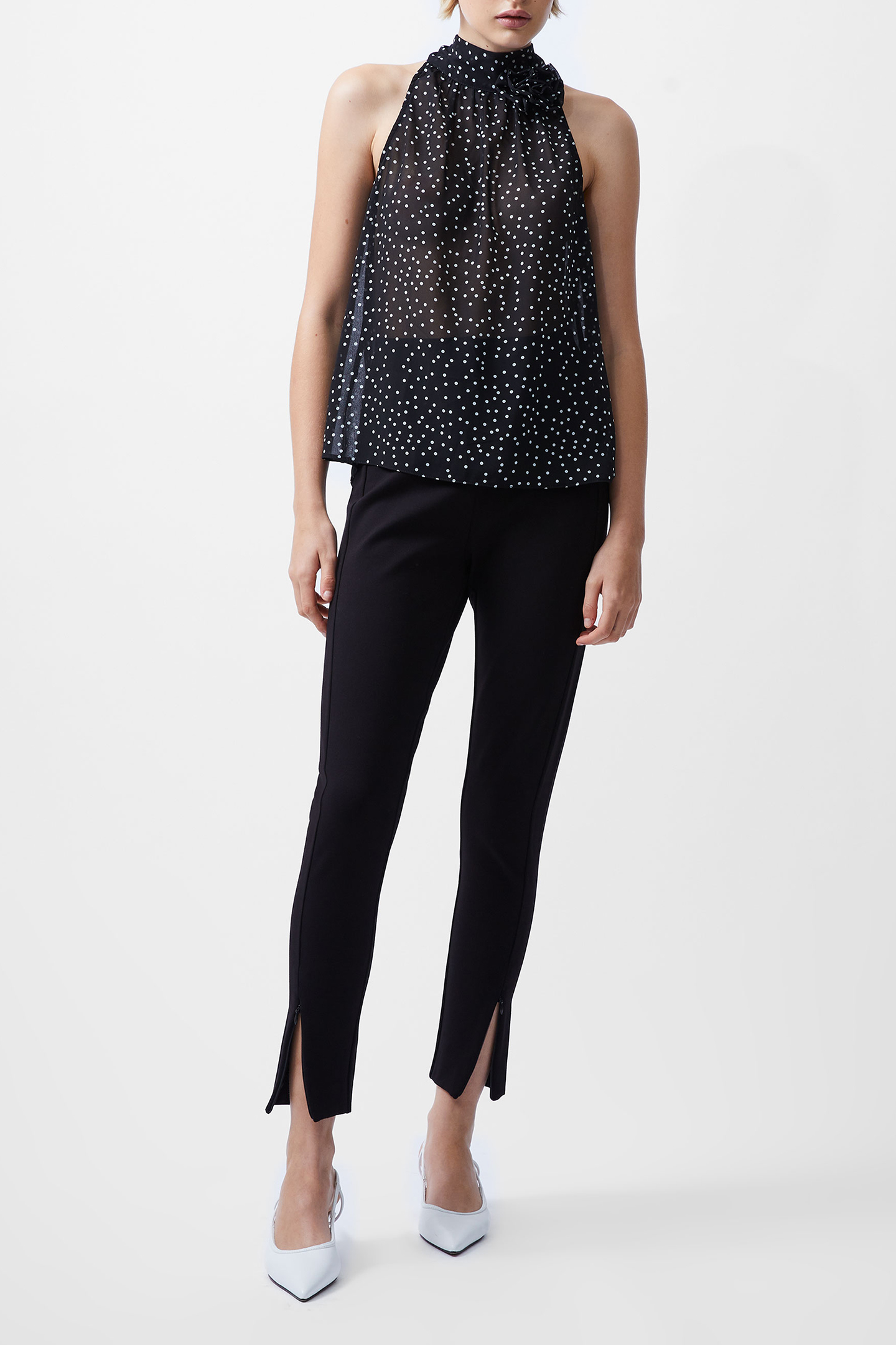 POLKA DOT ROSETTA TOP BLACK/WHITE 2