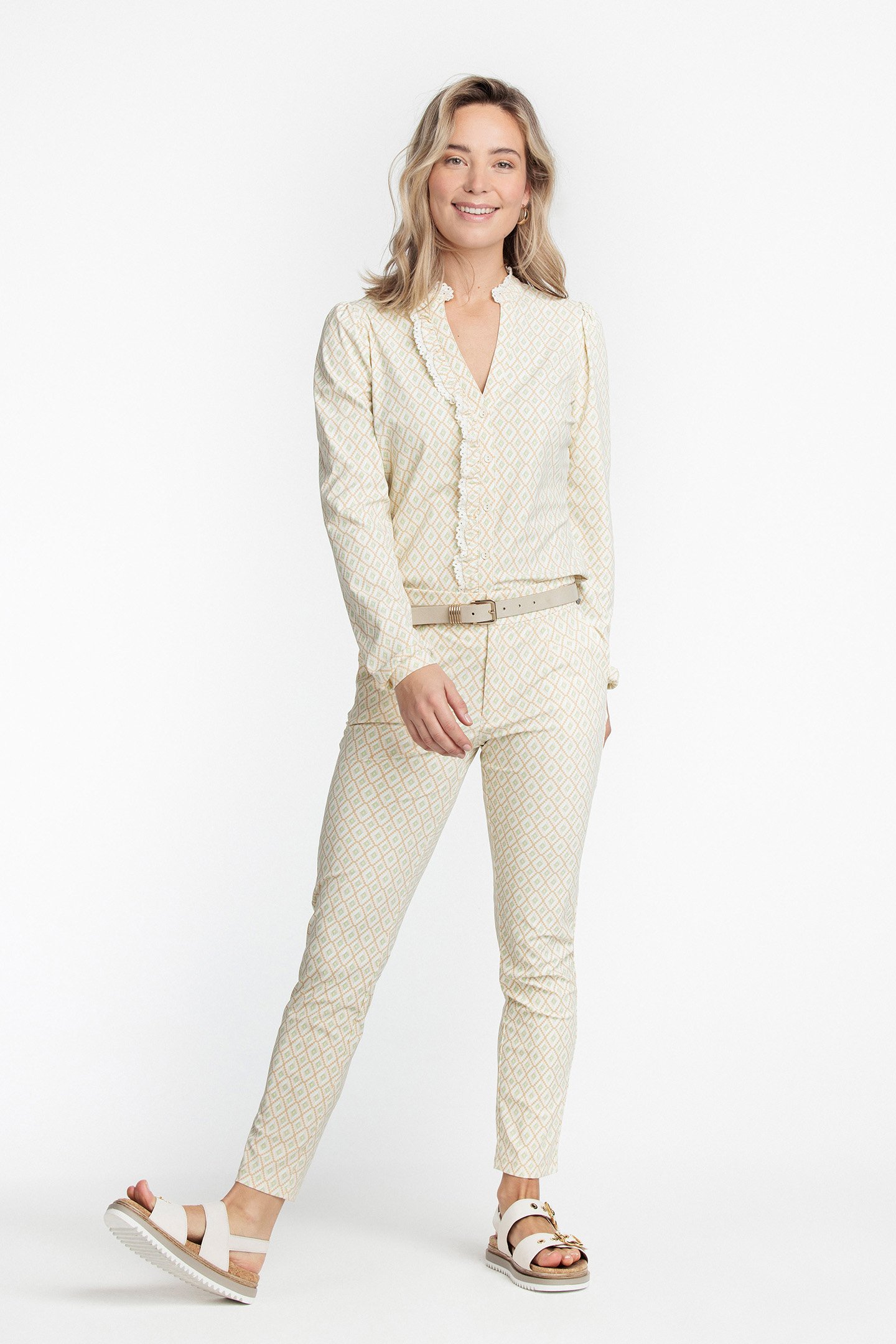 TROUSERS TRAVEL GEOMETRIC NEUTRALS PRINT NEUTRALS by Tramontana