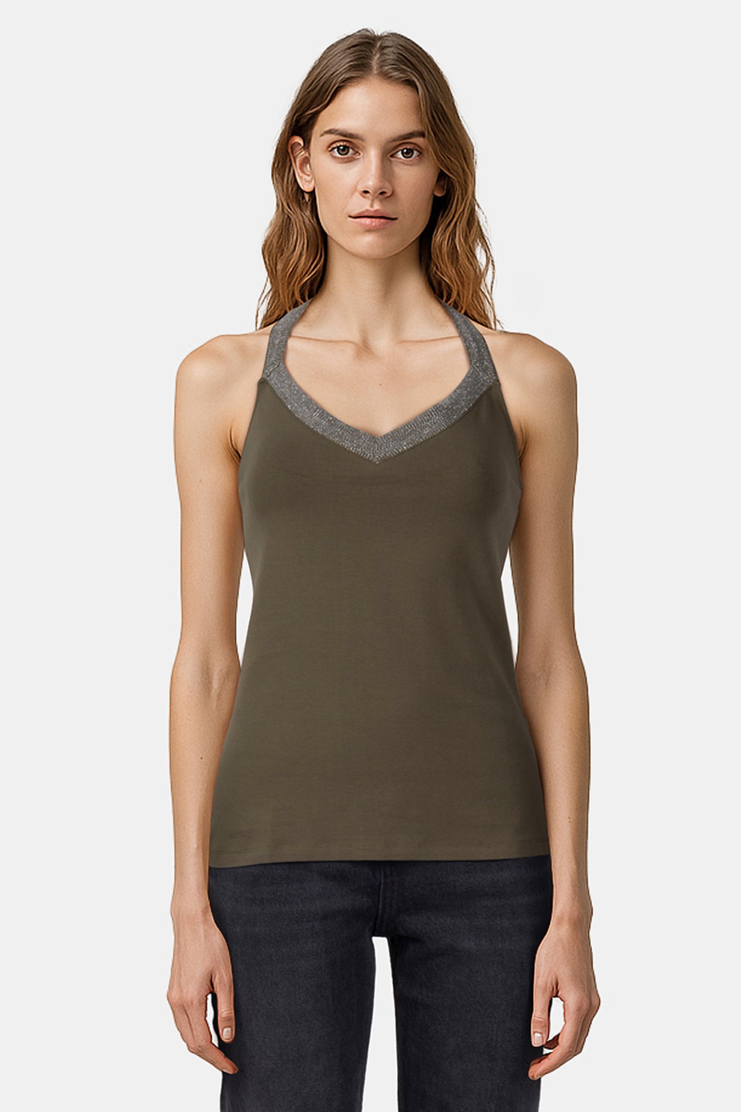 SINGLET LUREX TAPE OLIVE by Tramontana