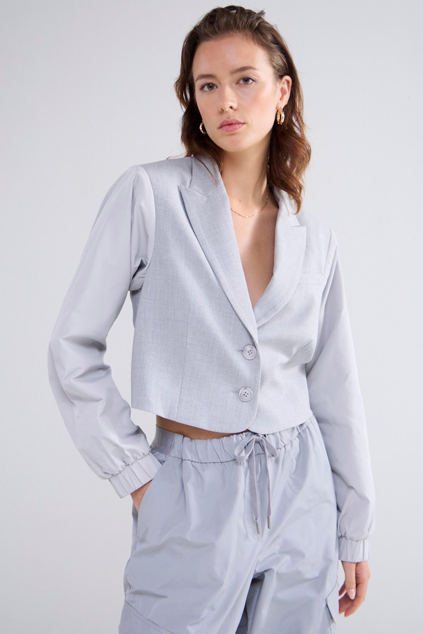 BLAZER SHORT VISCOSE BLEND STRETCH GREYS by Summum Woman