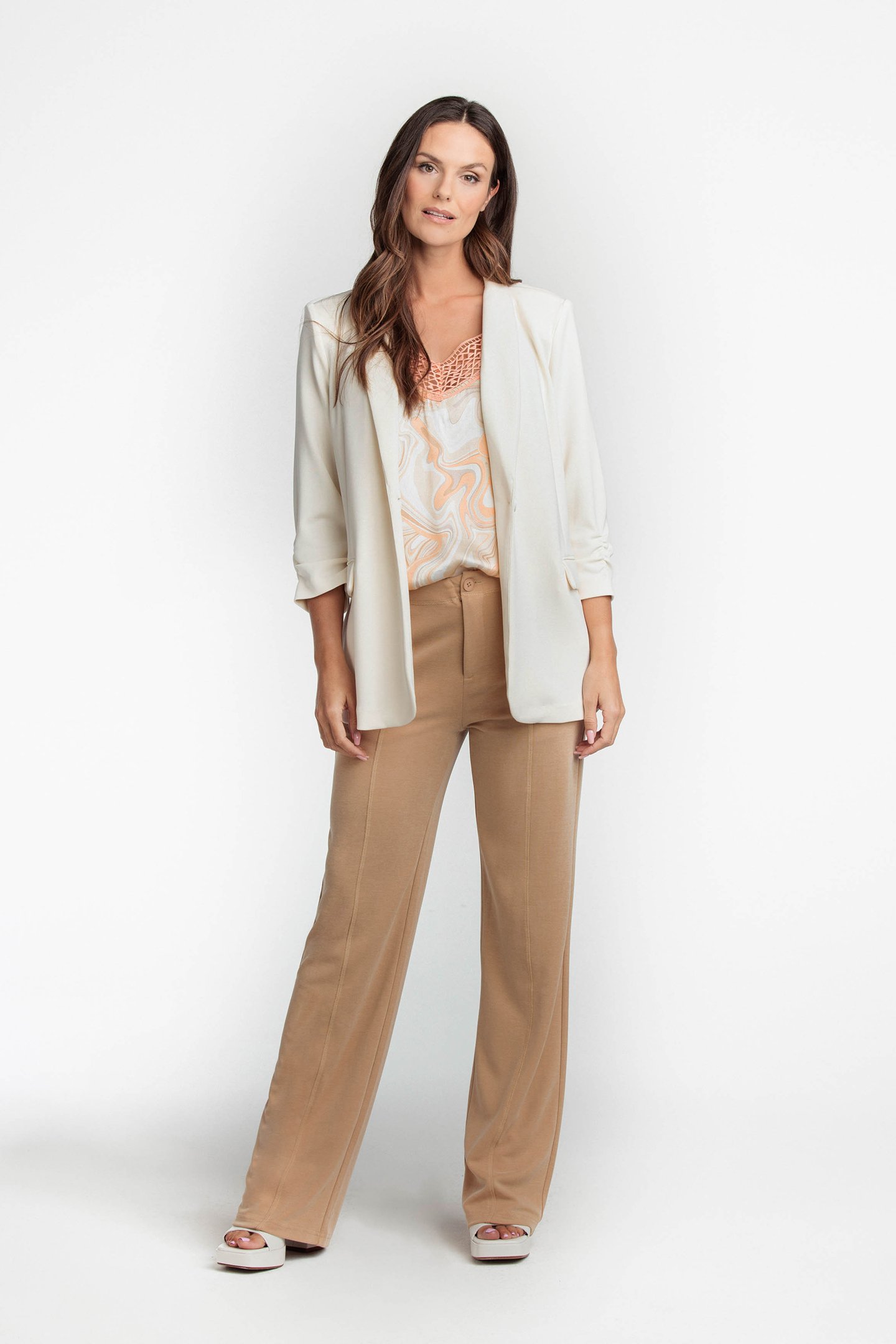 TROUSERS MODAL WIDE LEG LIGHT CARAMEL by Tramontana
