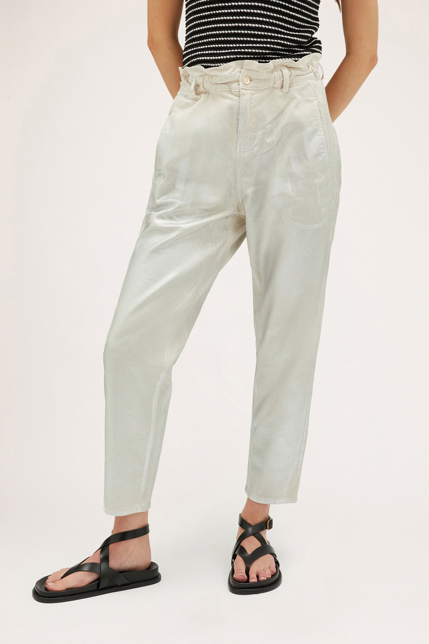 LAMINATED PAPERBAG JEANS GREY by Motivi
