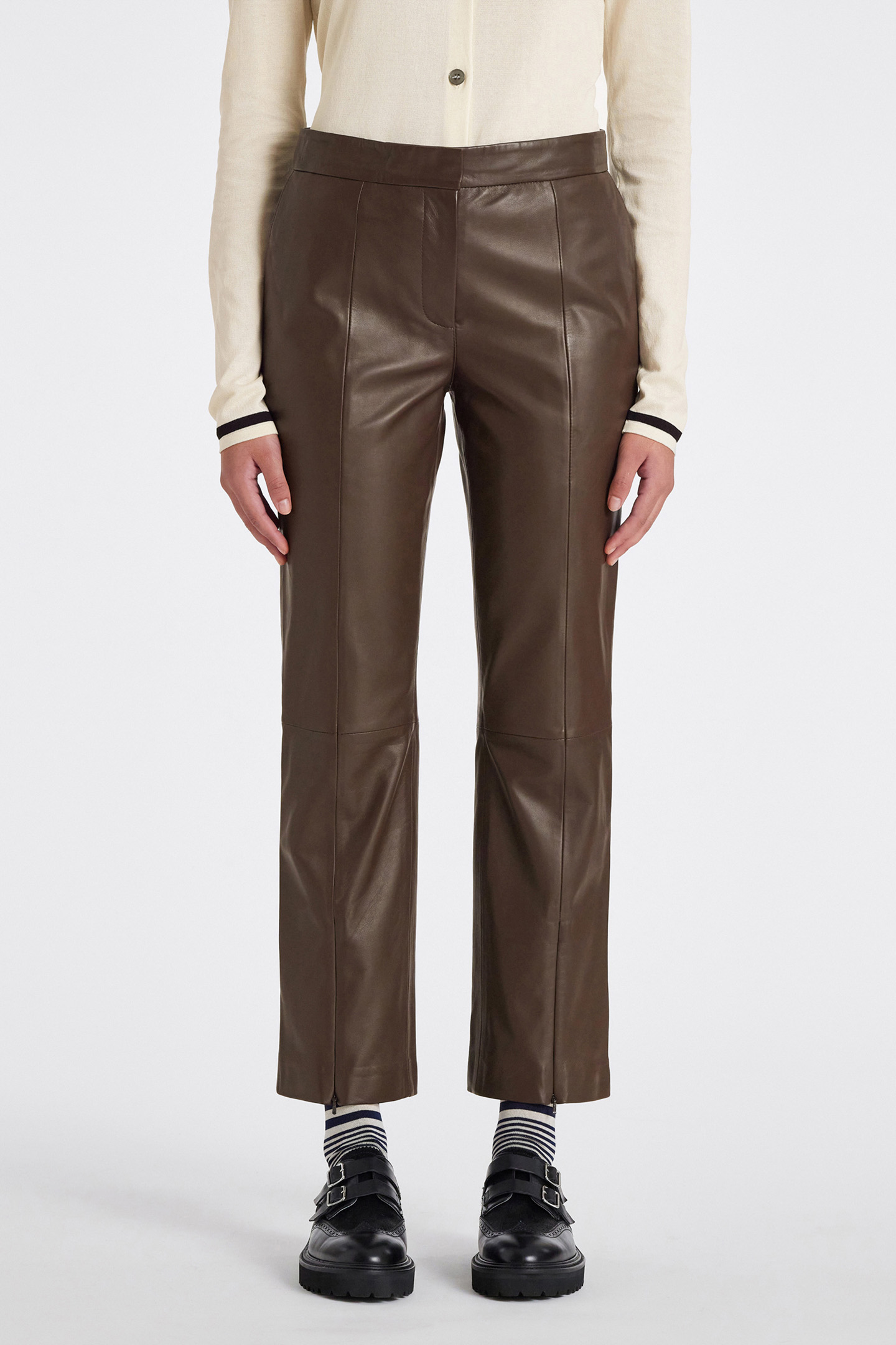 WOMENS TROUSER LEATHER MUD 1