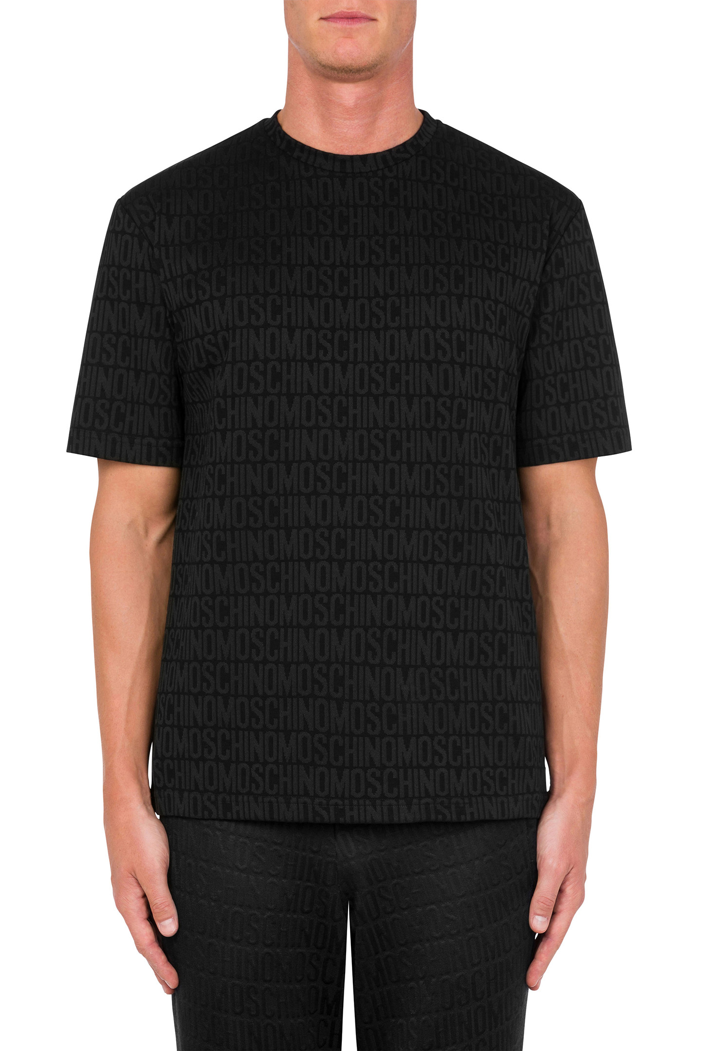ALLOVER LOGO JACQUARD JERSEY T-SHIRT BLACK 1