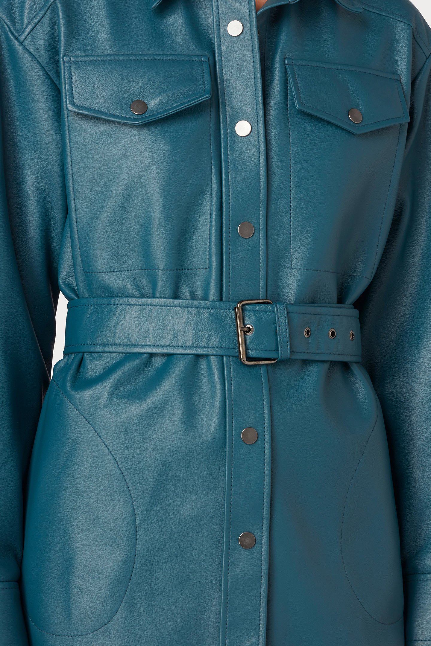 WOMENS SHIRT LEATHER PETROL BLUE 4