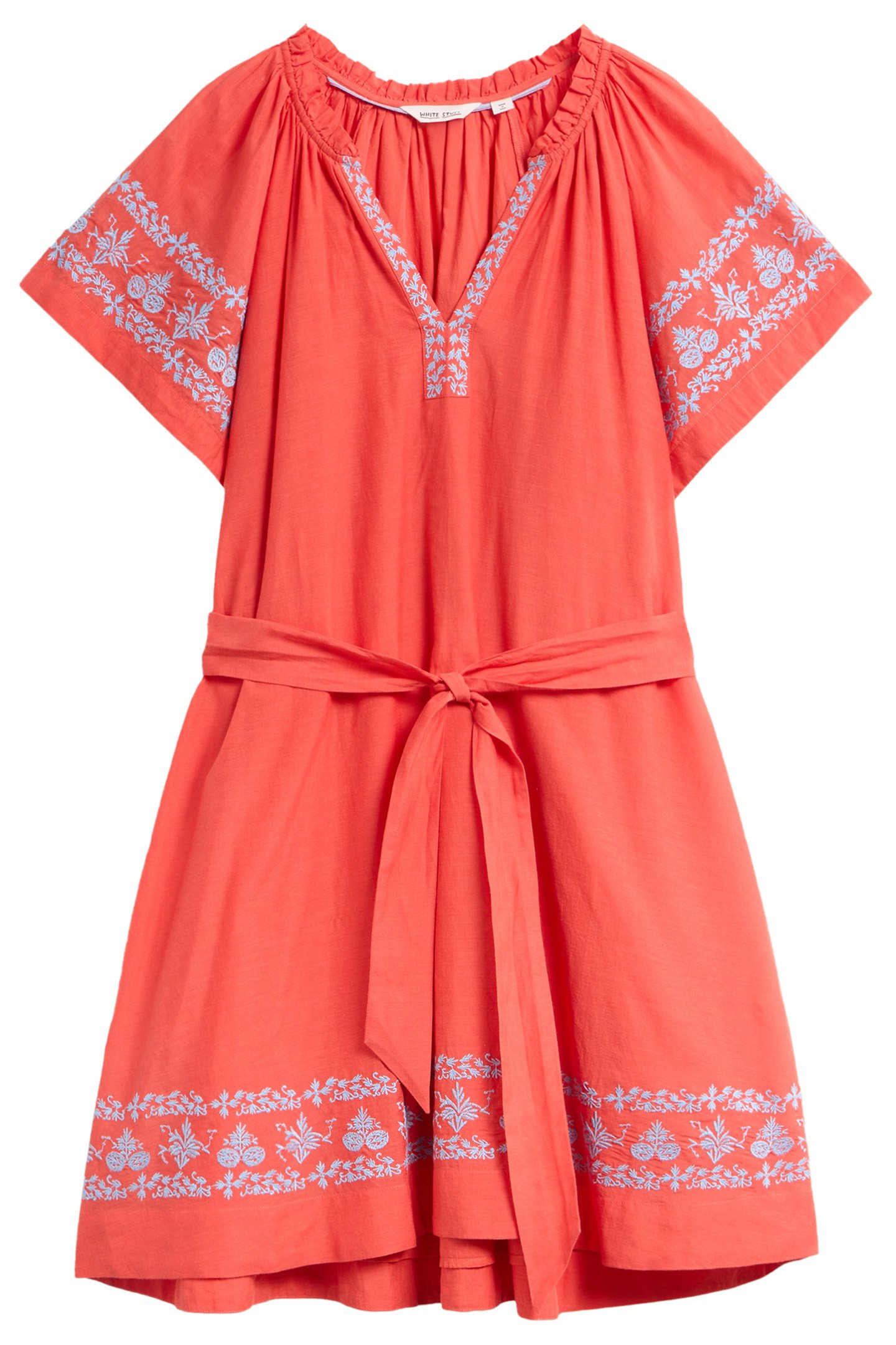 ANNA COTTON EMBROIDERED DRESS ORANGE MULTI by White Stuff