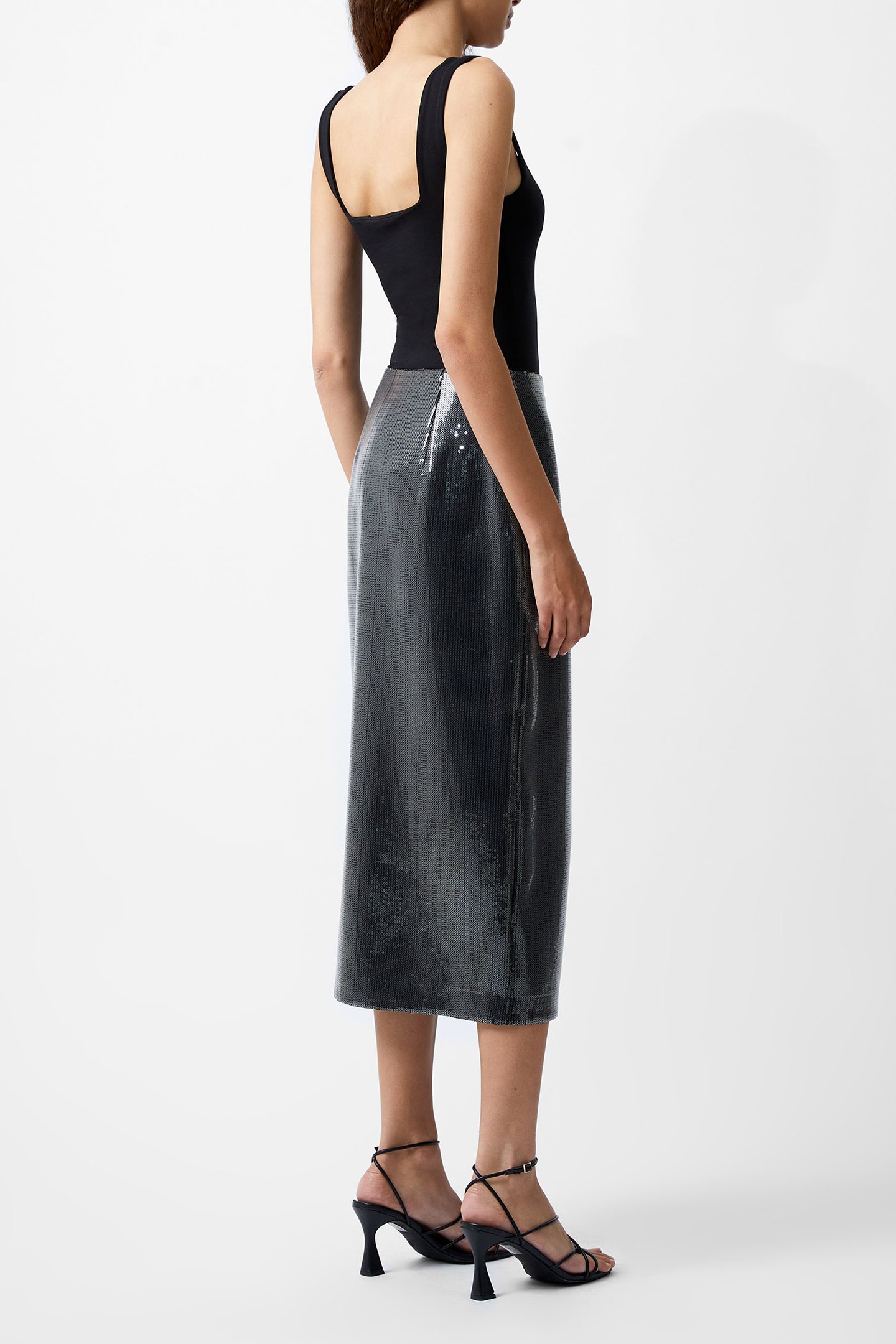AMY SEQUIN MIDI SKIRT GUNMETAL 3