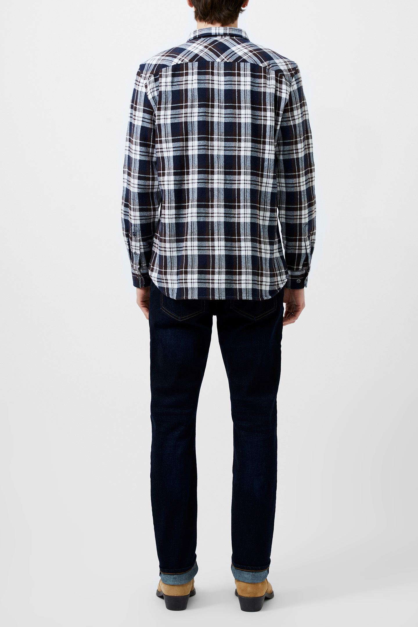UNBRUSHED FLANNEL CHECK SHIRT NAVY CHECK 3