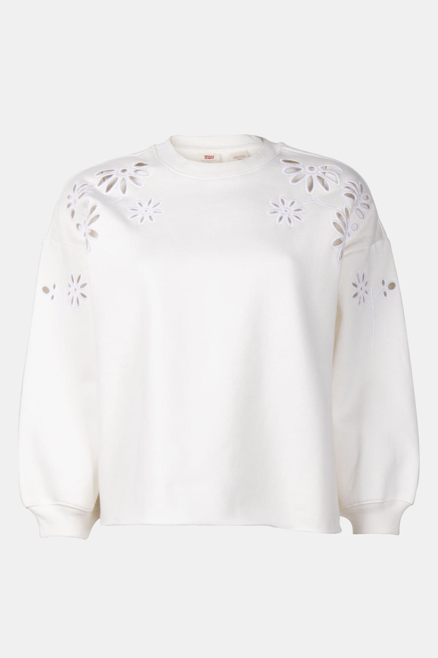 LEO RAW CUT CREW H125 WMNS PLACED EMB EGRET 3