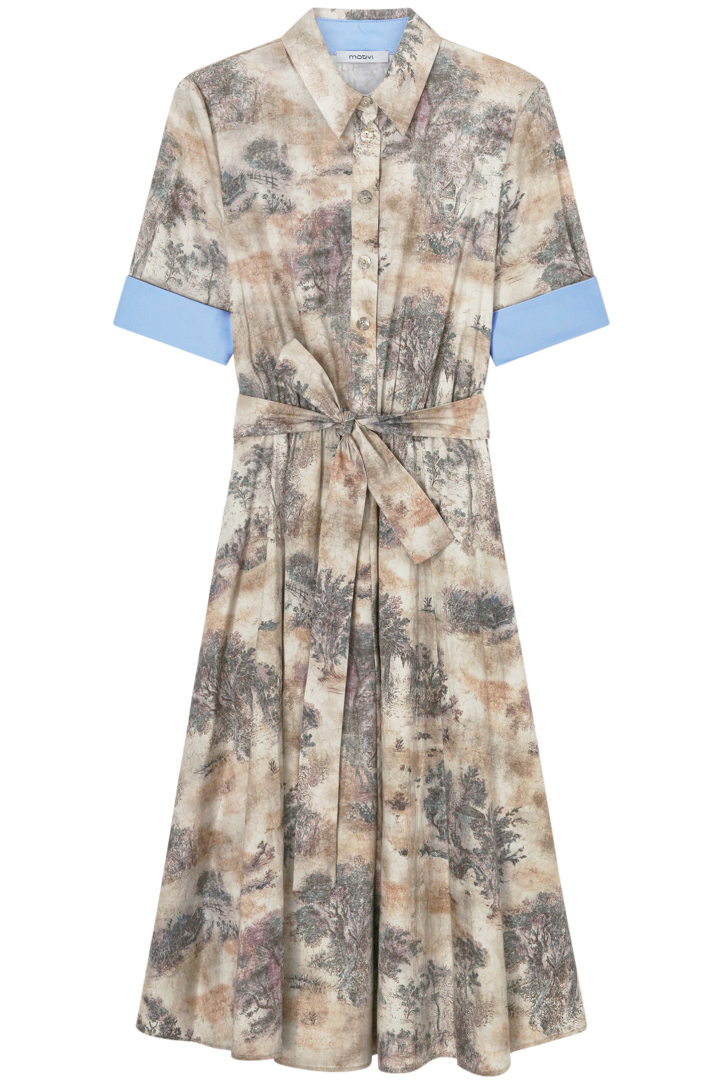 PRINTED COTTON CHEMISIER DRESS BEIGE 3
