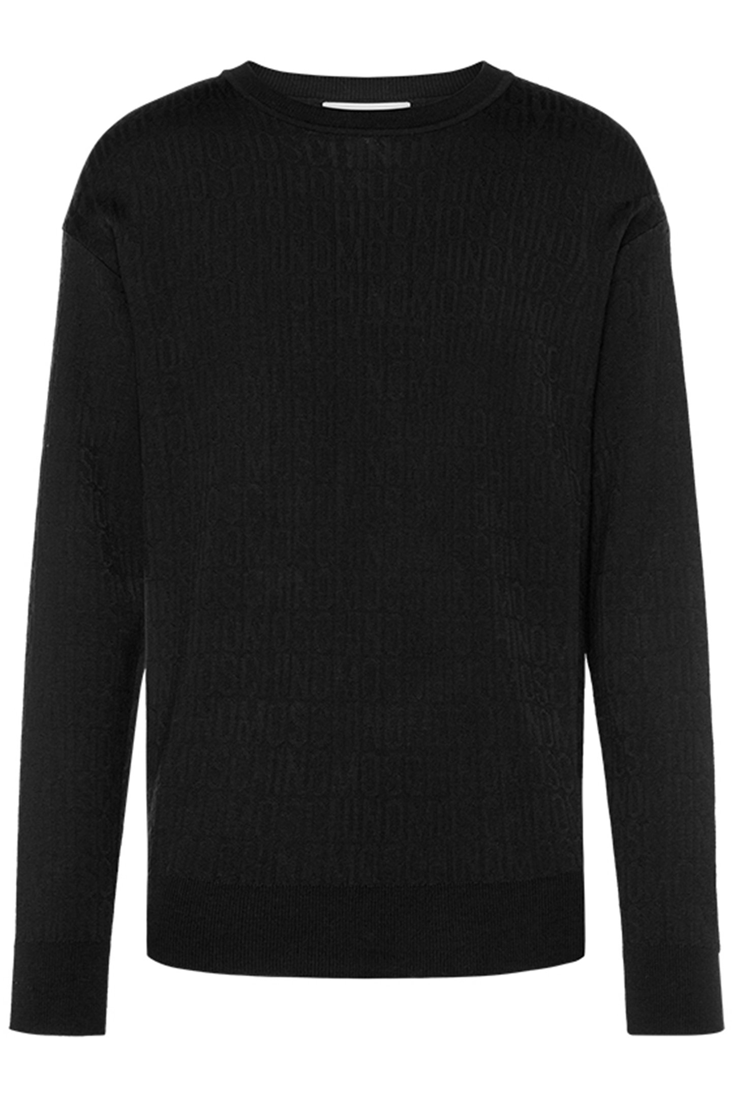 ALLOVER LOGO JACQUARD WOOL SWEATER BLACK by Moschino