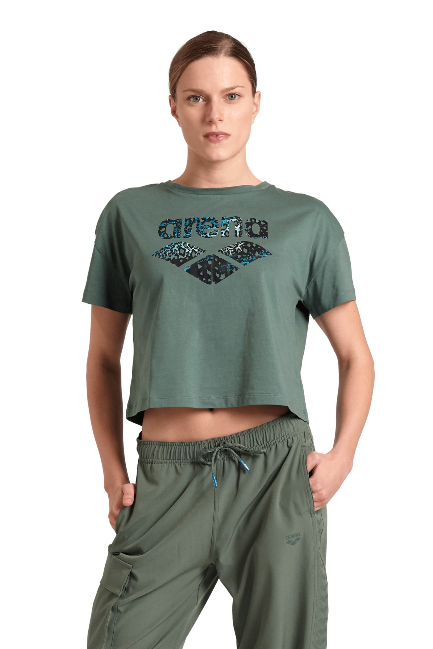 WOMEN'S ARENA CROP TEE PRINTED SAGE by Arena