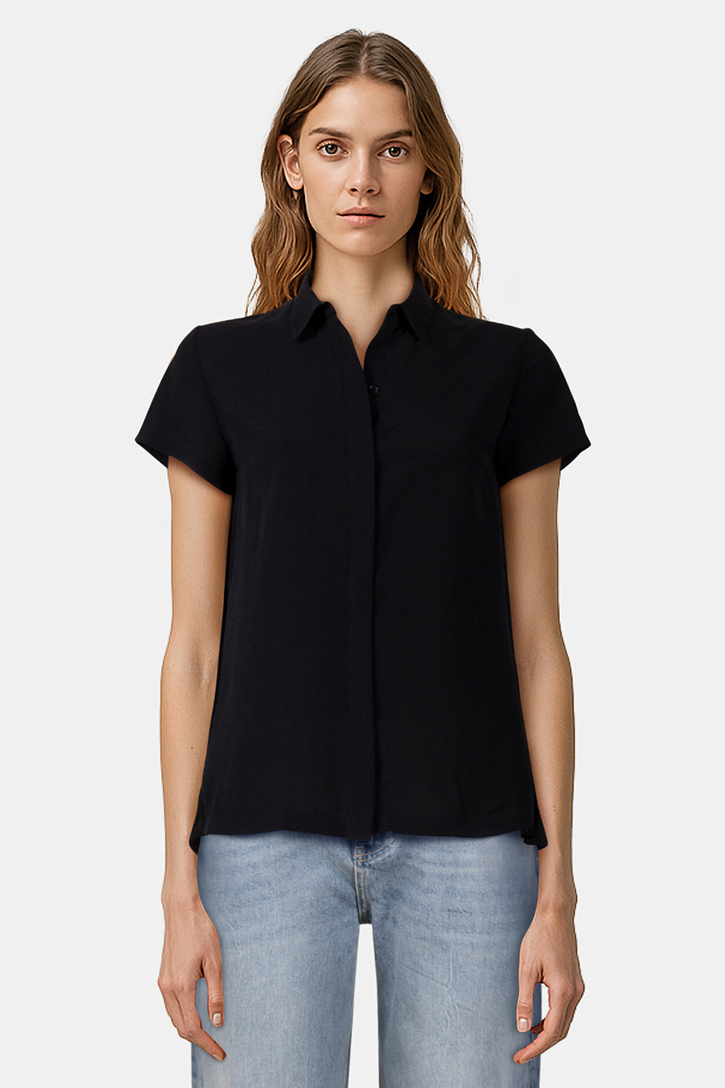CLASSIC CREPE LIGHT SS SHIRT BLACK 1