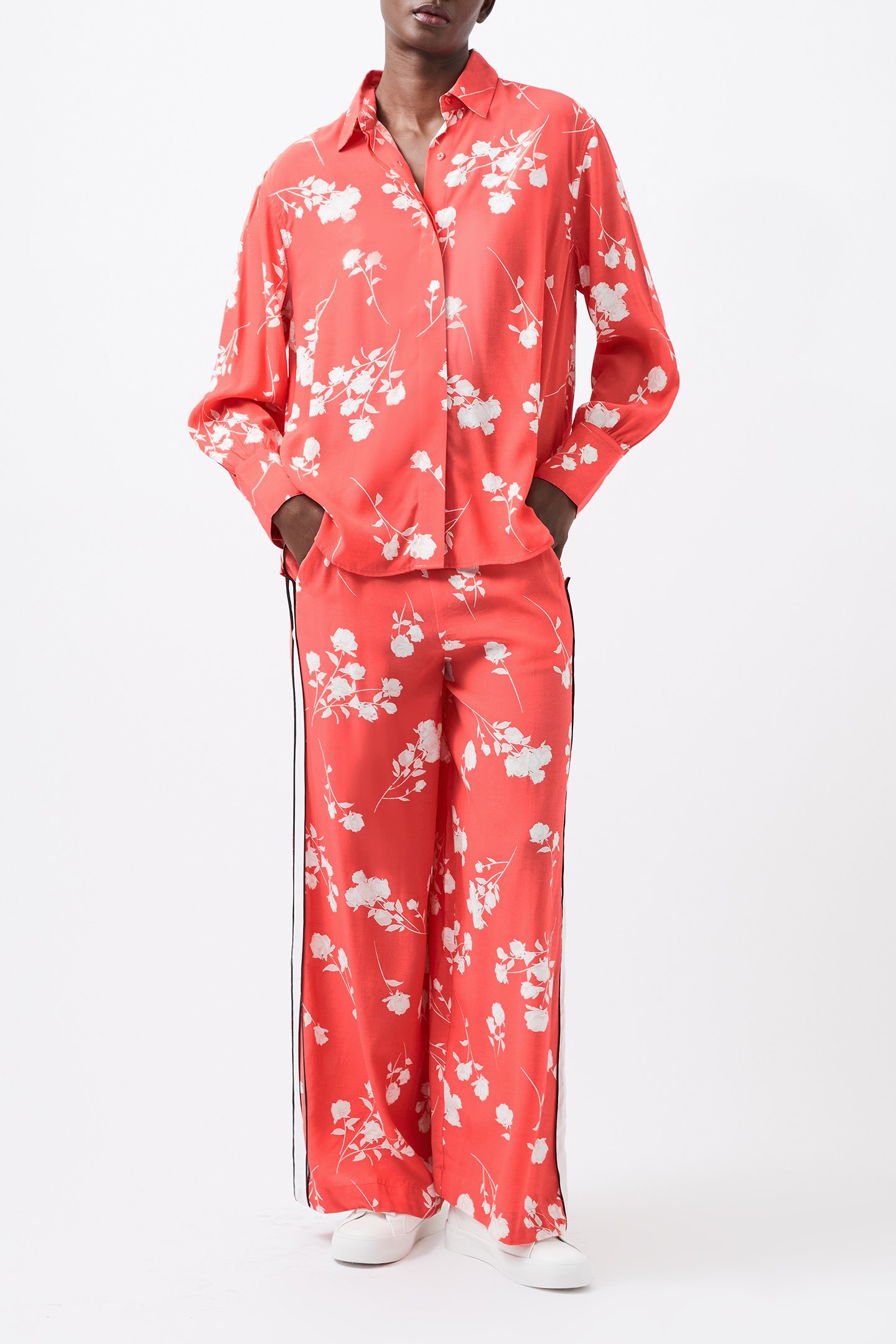 ALESSANDRA DELPHINE LS SHIRT CAYENNE RED/WHITE by French Connection