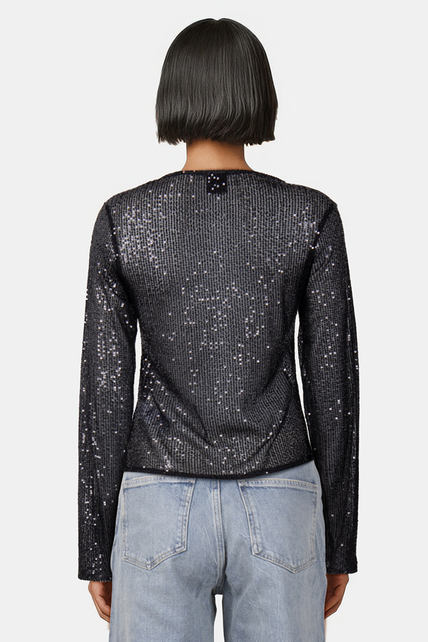 LADIES SEQUINS LONGSLEEVE BLACK 2