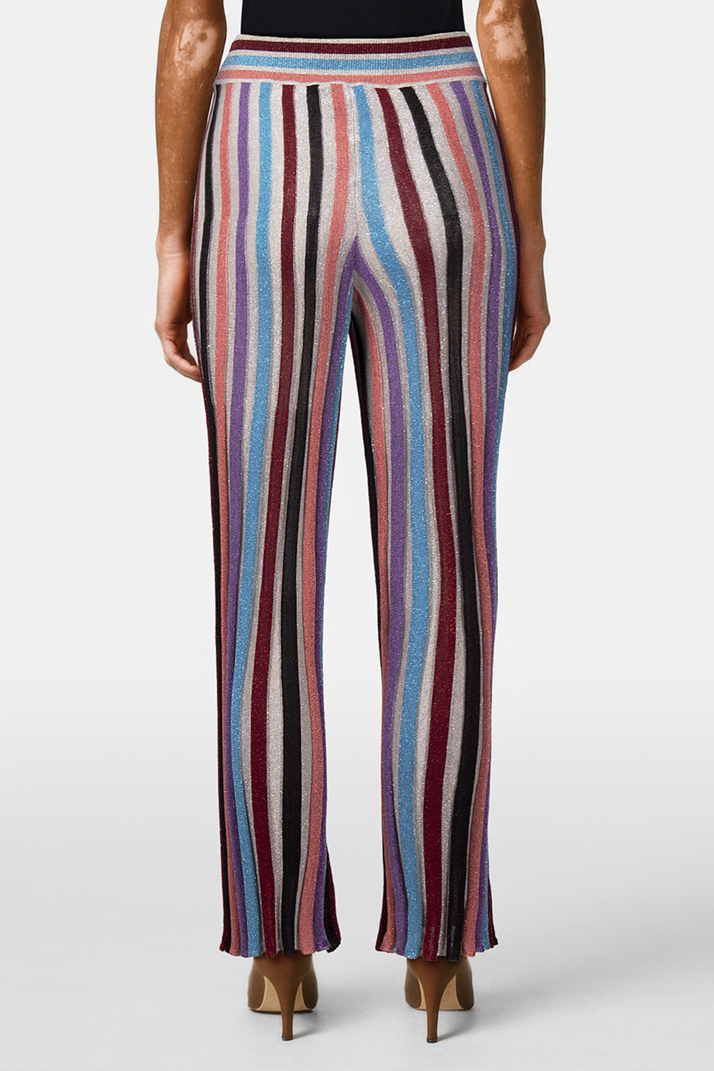 STRIPED LUREX TROUSERS WHITE 2