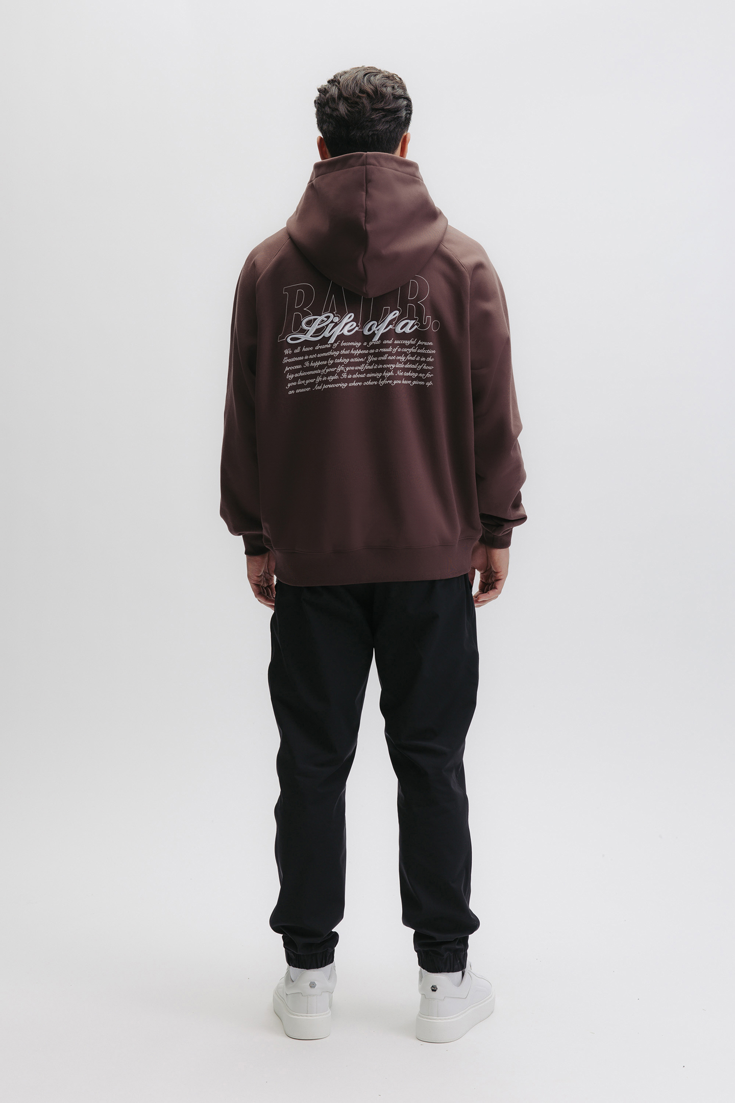 SCRIPT RELAXED FIT HOODIE DEEP BROWN 2