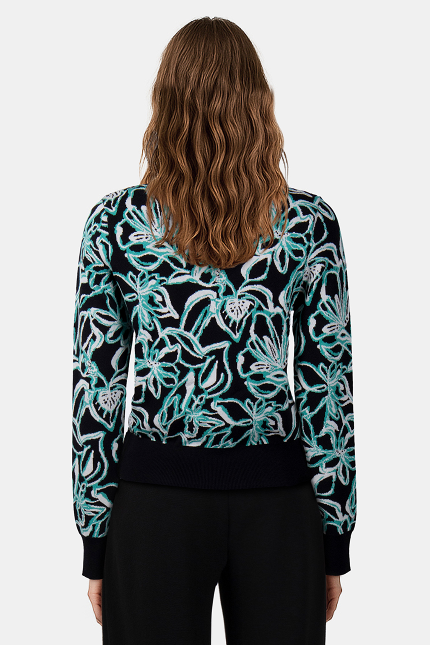 SWEATER FLORAL JACQUARD PULLOVER BLACK/NIGHT SKY/WHITE 2